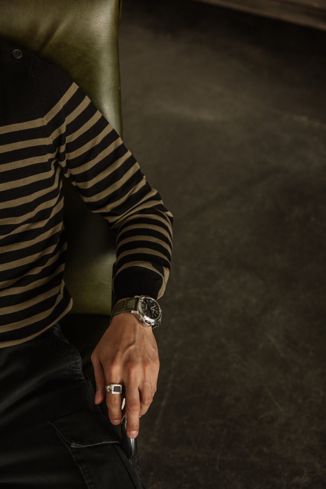 Pull marinière col boutonné Hombres Yanis Seaside black | Freeman T. Porter