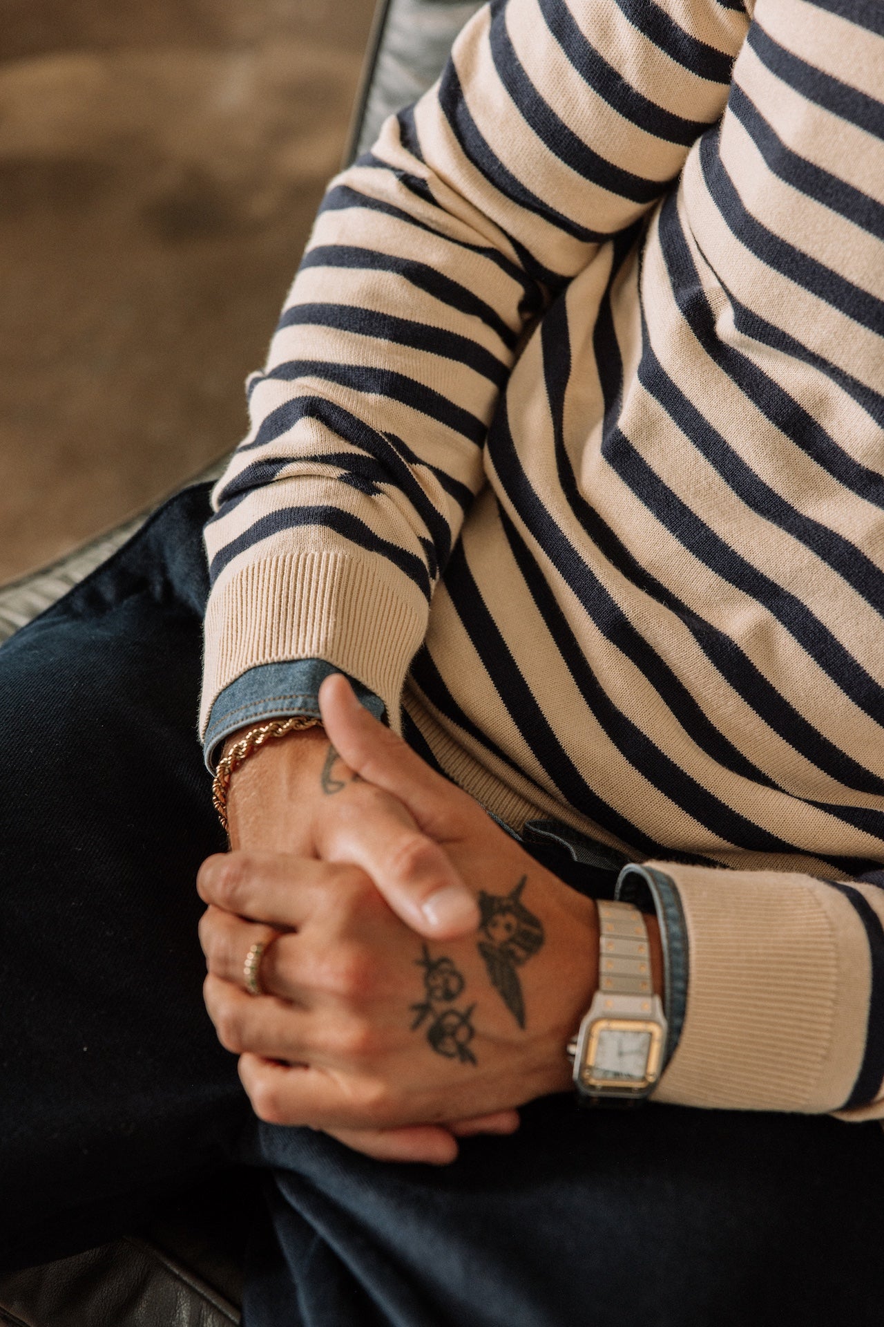 Pull marinière col boutonné Hombres Yanis Seaside wood ash | Freeman T. Porter
