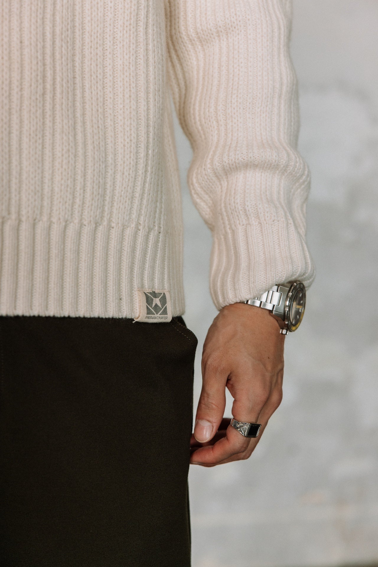 Pull col rond Hombres Solino Urban egret | Freeman T. Porter