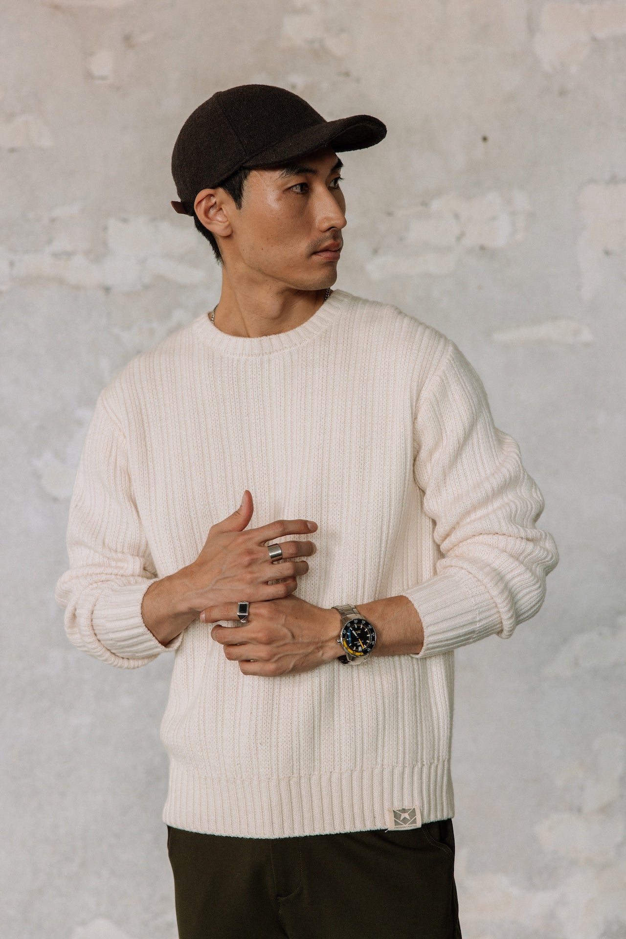 Pull col rond Hombres Solino Urban egret | Freeman T. Porter