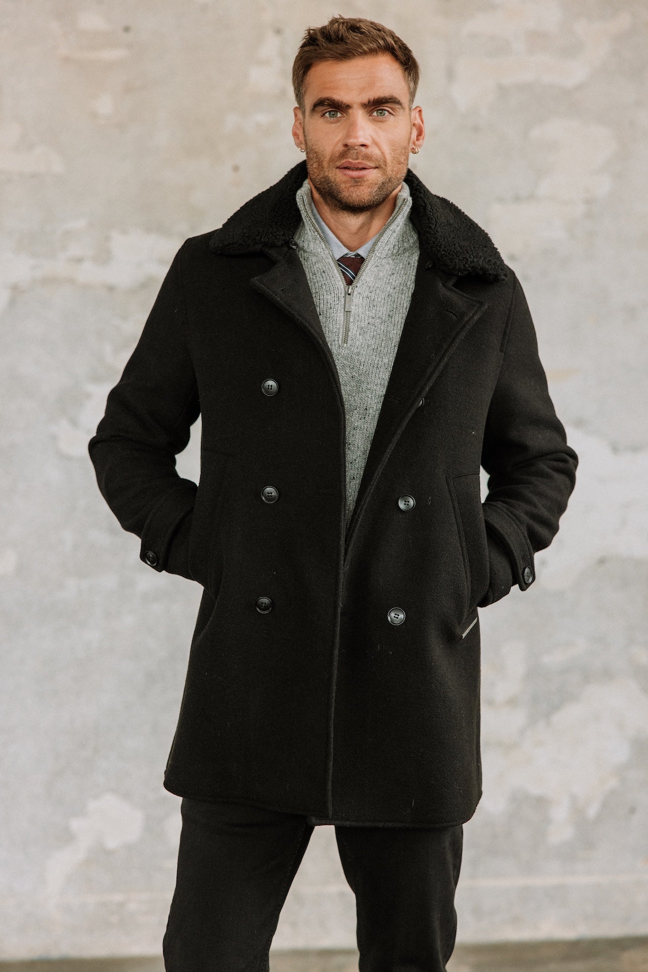 Caban en drap de laine Hombres Daril black | Freeman T. Porter