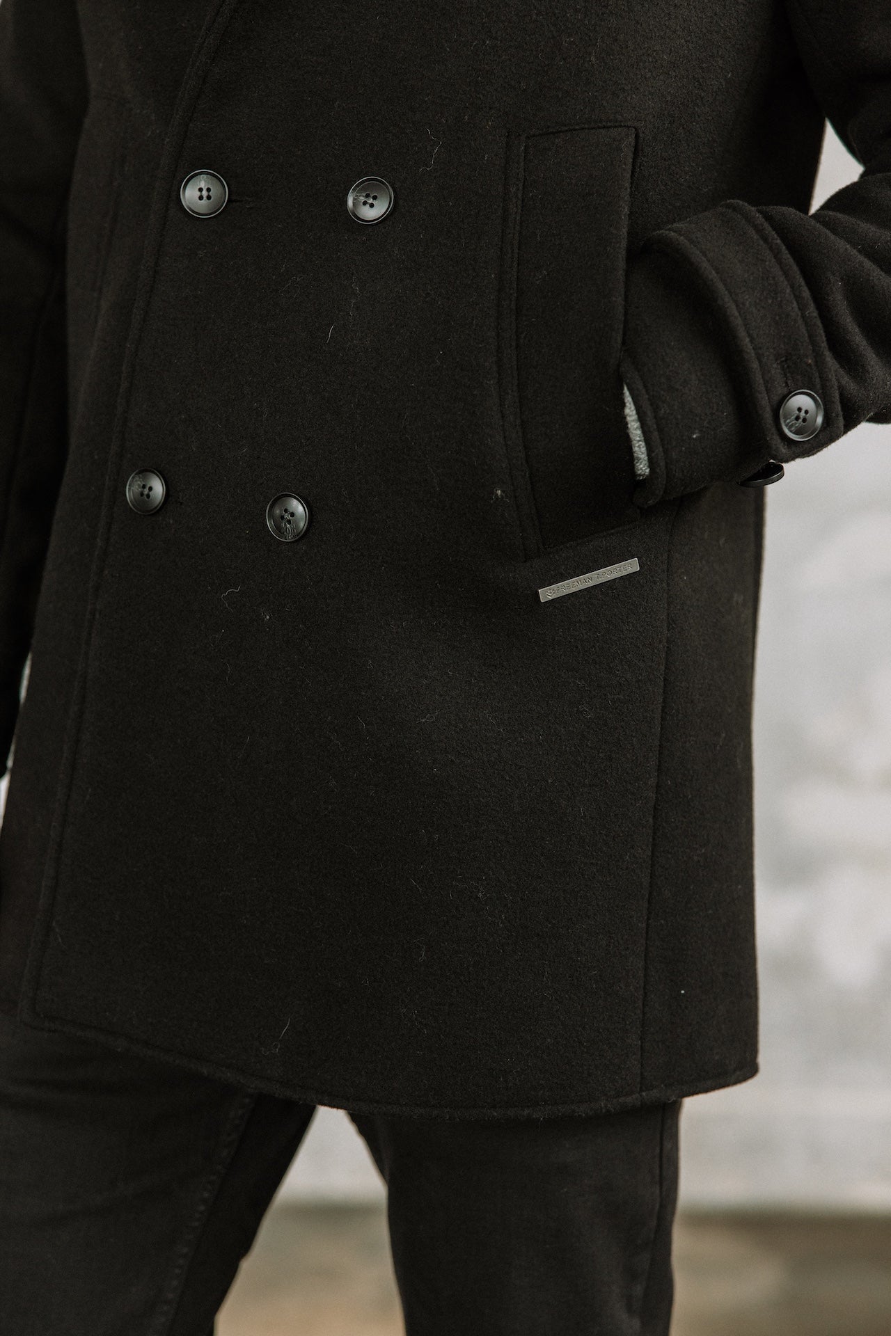 Caban en drap de laine Hombres Daril black | Freeman T. Porter