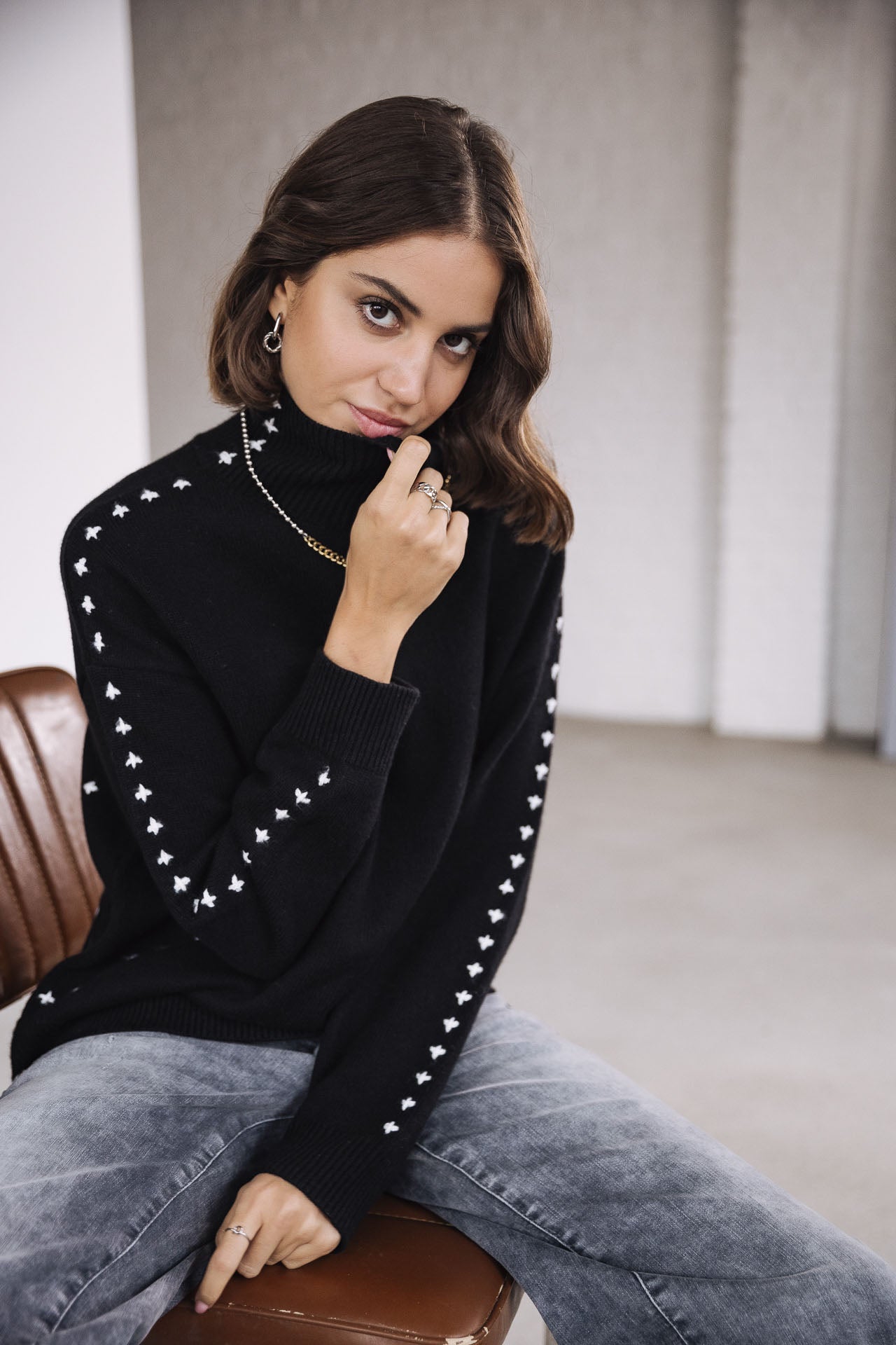 Pull col roulé Femme Pears black | Freeman T. Porter