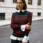 Pull marinière col boutonné Femme Pessie Stripes red | Freeman T. Porter