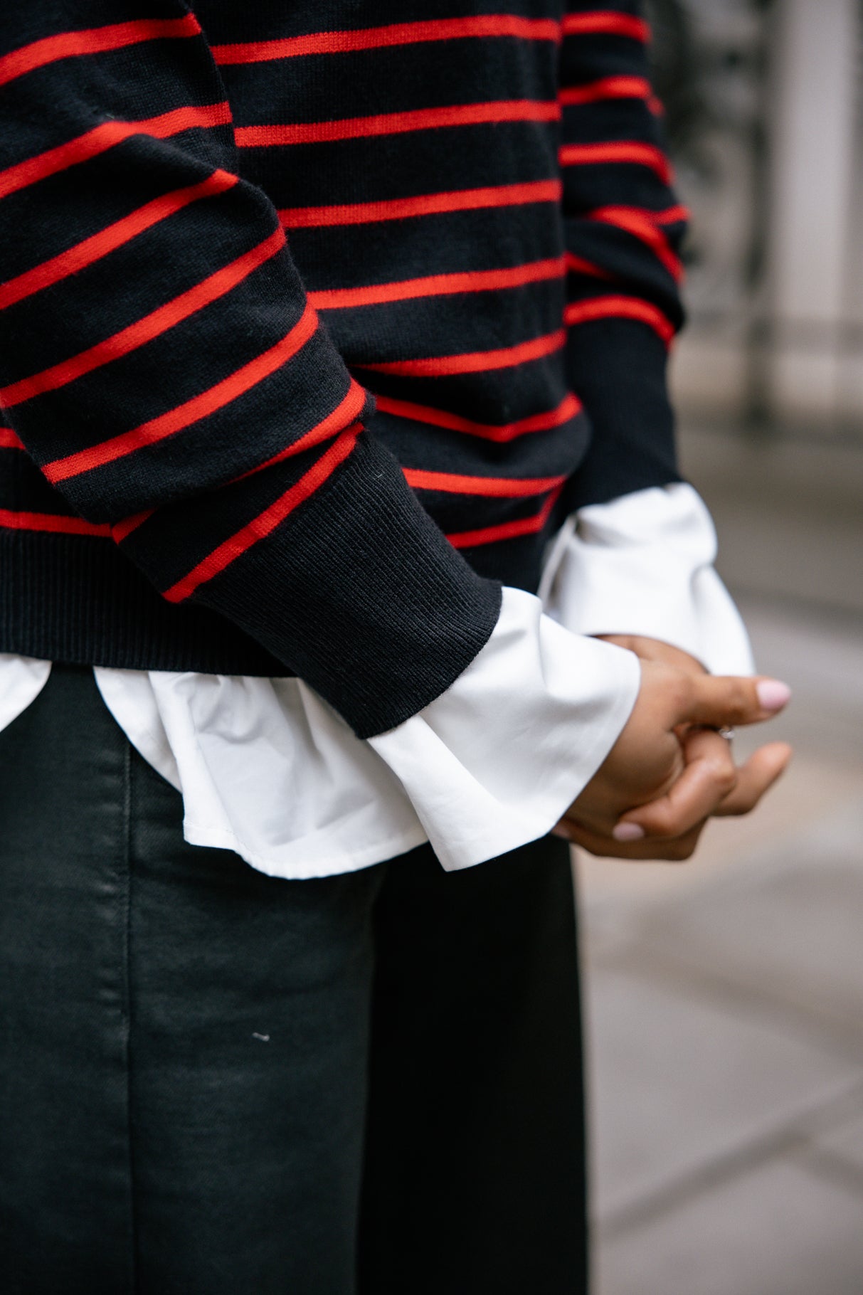 Pull marinière col boutonné Mujer Pessie Stripes red | Freeman T. Porter