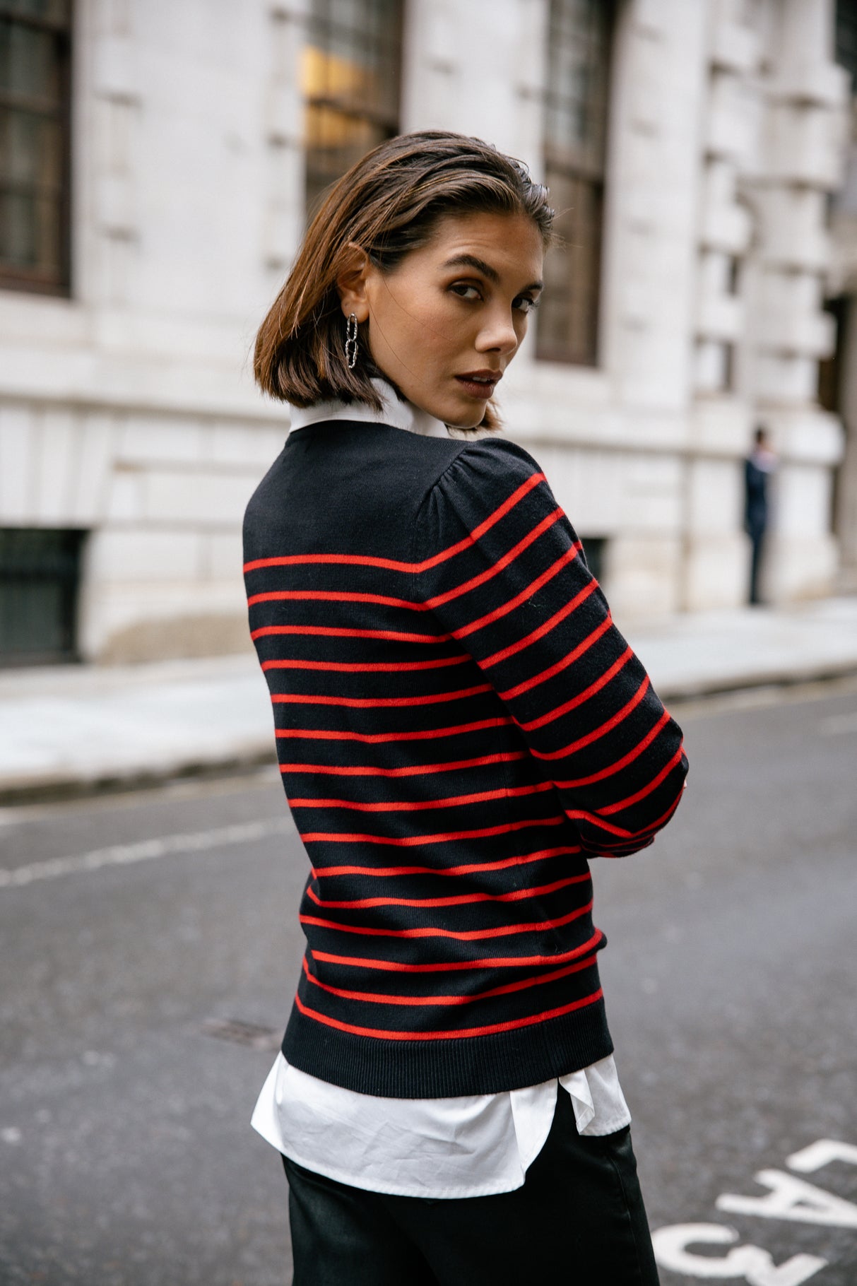 Pull marinière col boutonné Mujer Pessie Stripes red | Freeman T. Porter
