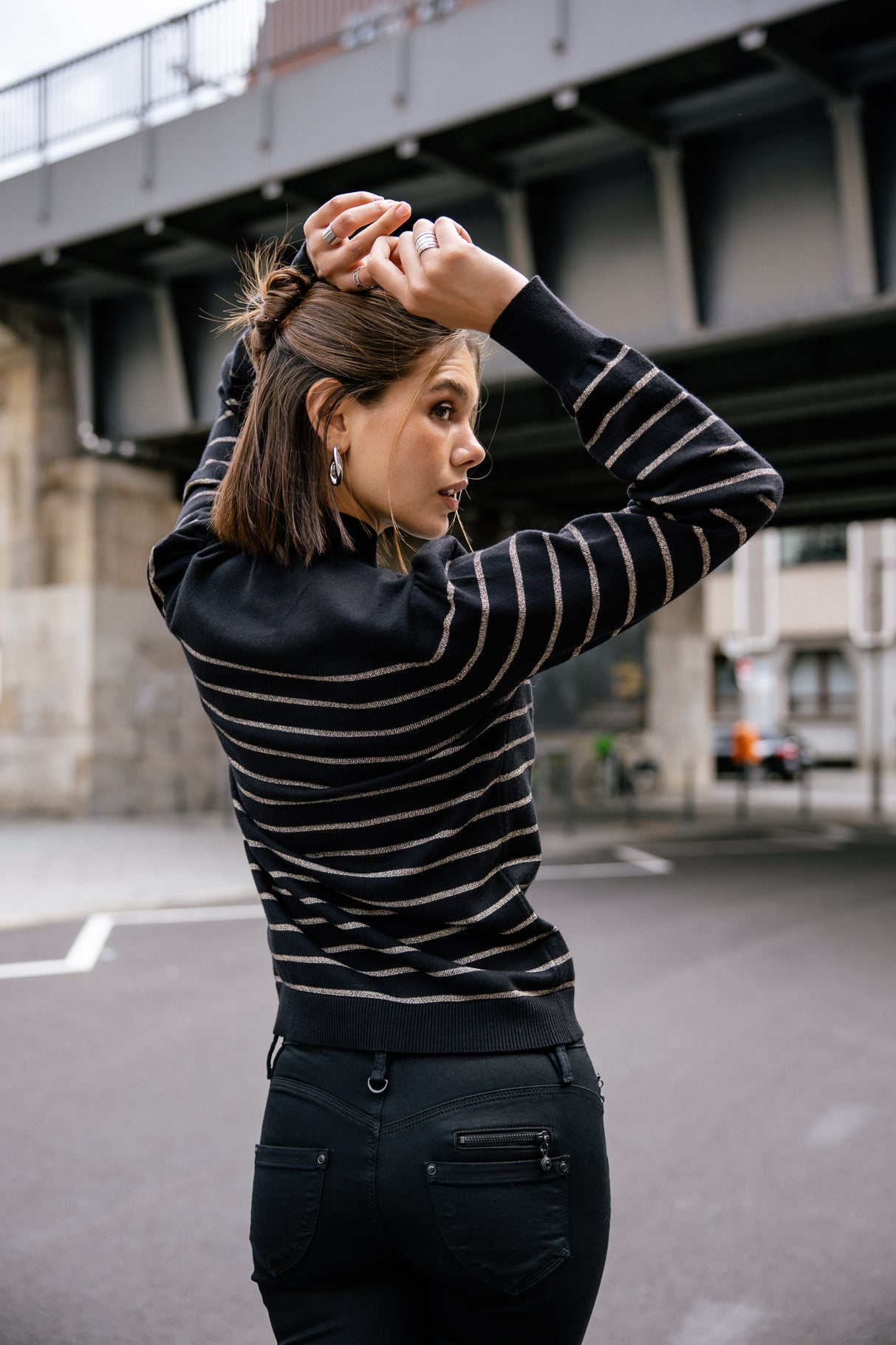 Pull marinière col boutonné Femme Pessie Stripes gold | Freeman T. Porter