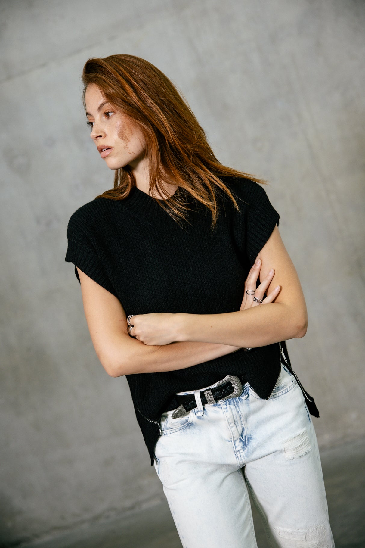 Pull sans manche zippé Femme Phancy black | Freeman T. Porter