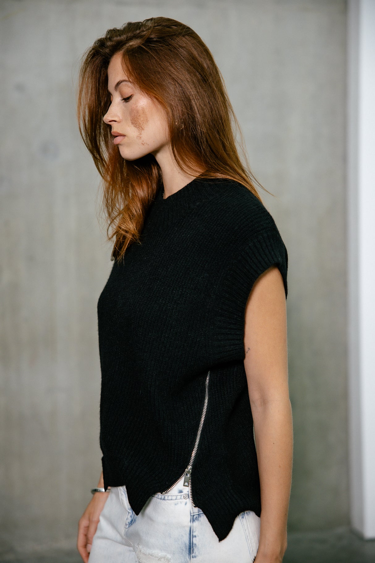 Pull sans manche zippé Femme Phancy black | Freeman T. Porter