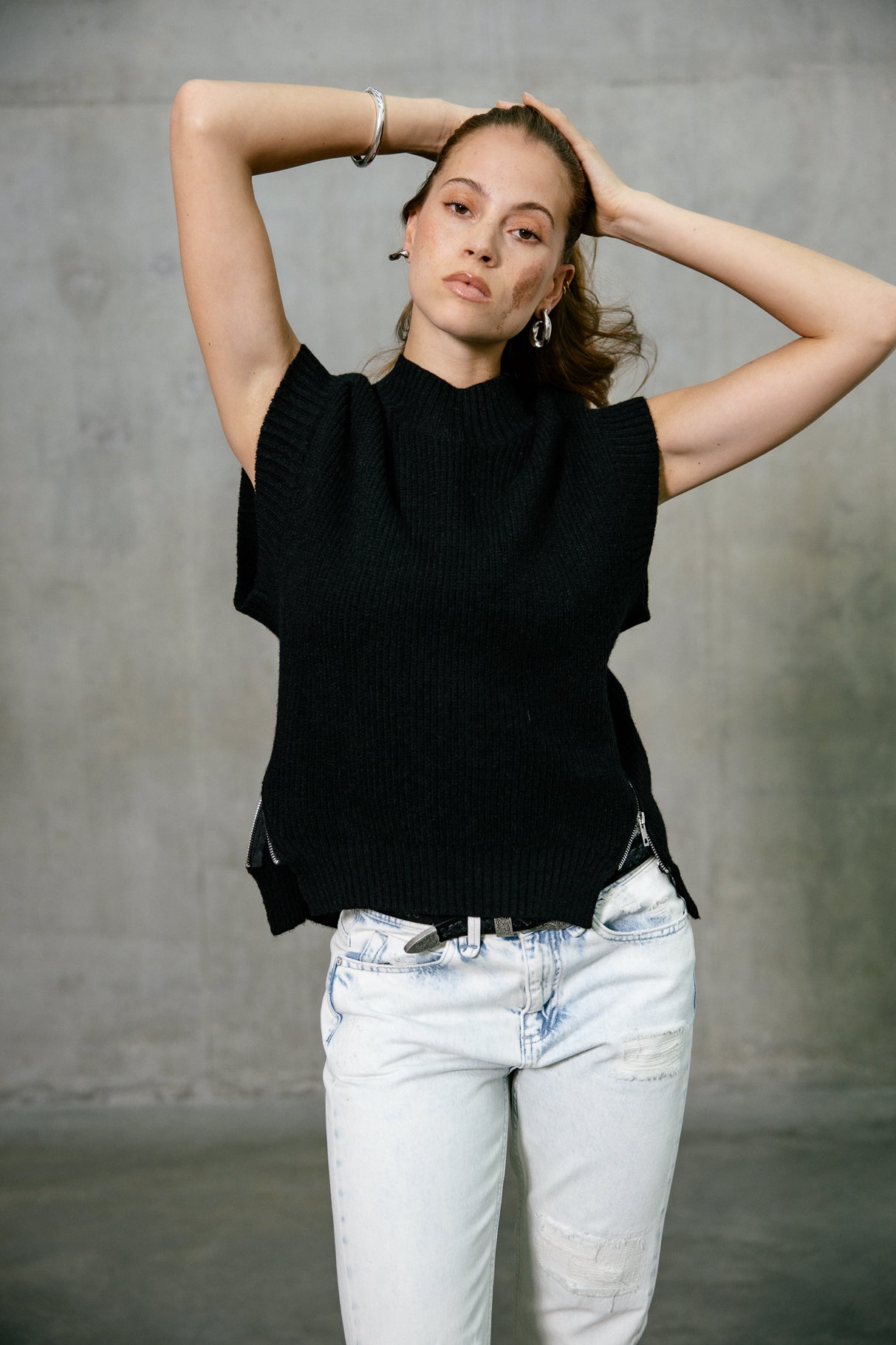 Pull sans manche zippé Femme Phancy black | Freeman T. Porter
