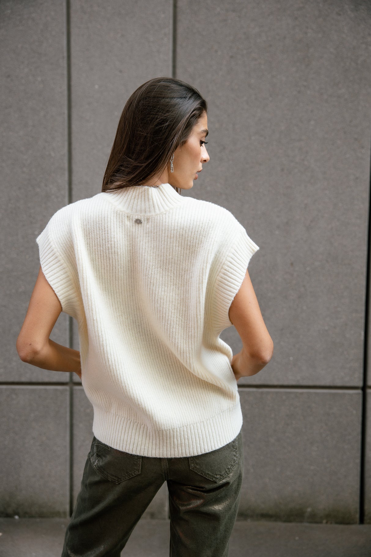 Pull sans manche zippé Femme Phancy off white | Freeman T. Porter