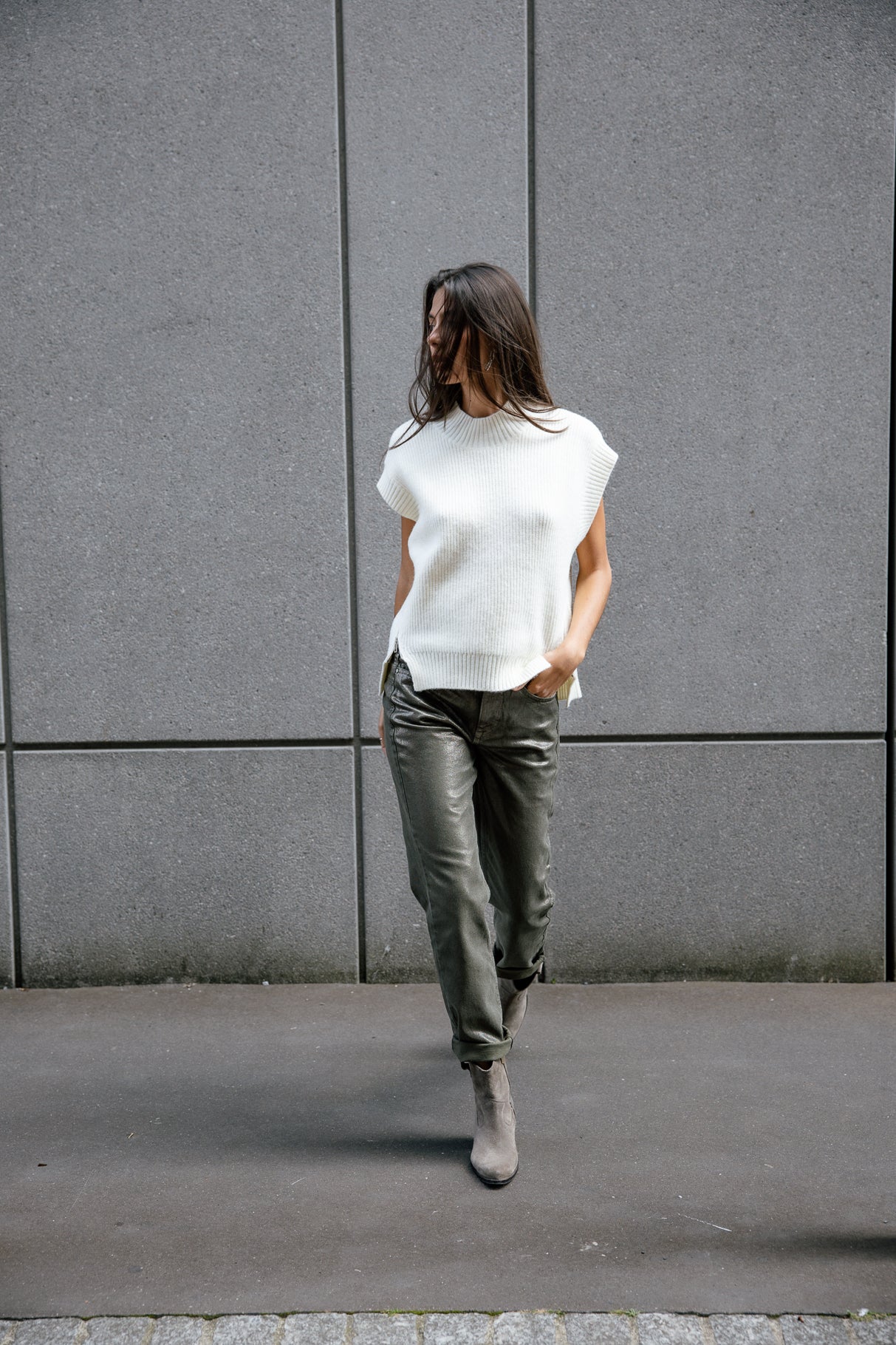 Pull sans manche zippé Femme Phancy off white | Freeman T. Porter