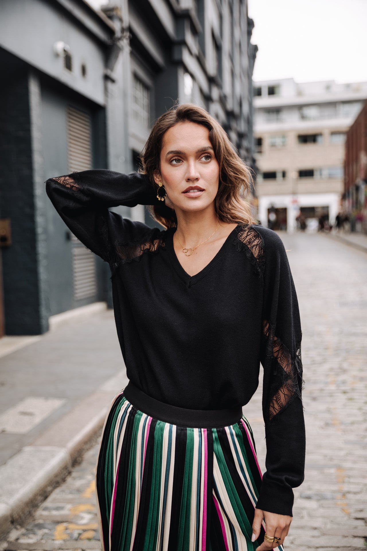 Pull manches longues Femme Polka Lace black | Freeman T. Porter