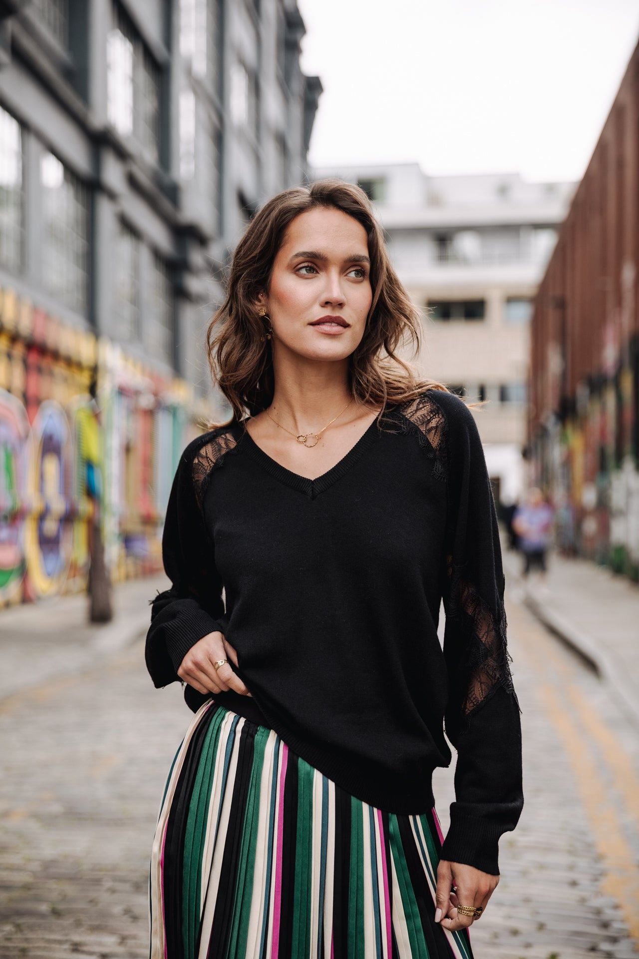 Pull manches longues Femme Polka Lace black | Freeman T. Porter