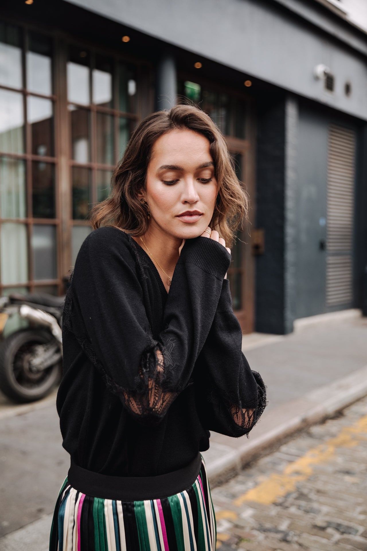 Pull manches longues Femme Polka Lace black | Freeman T. Porter