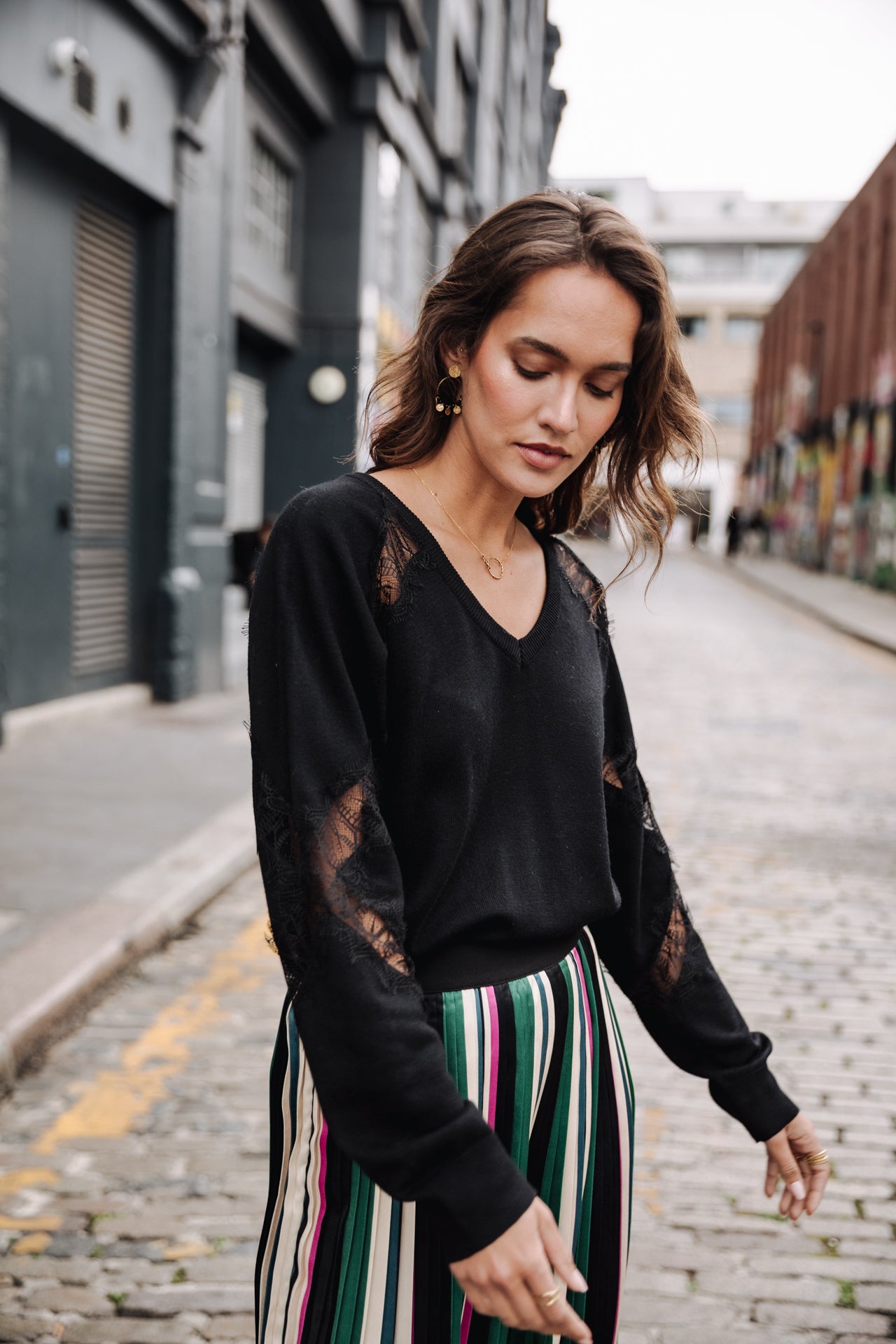 Pull manches longues Femme Polka Lace black | Freeman T. Porter