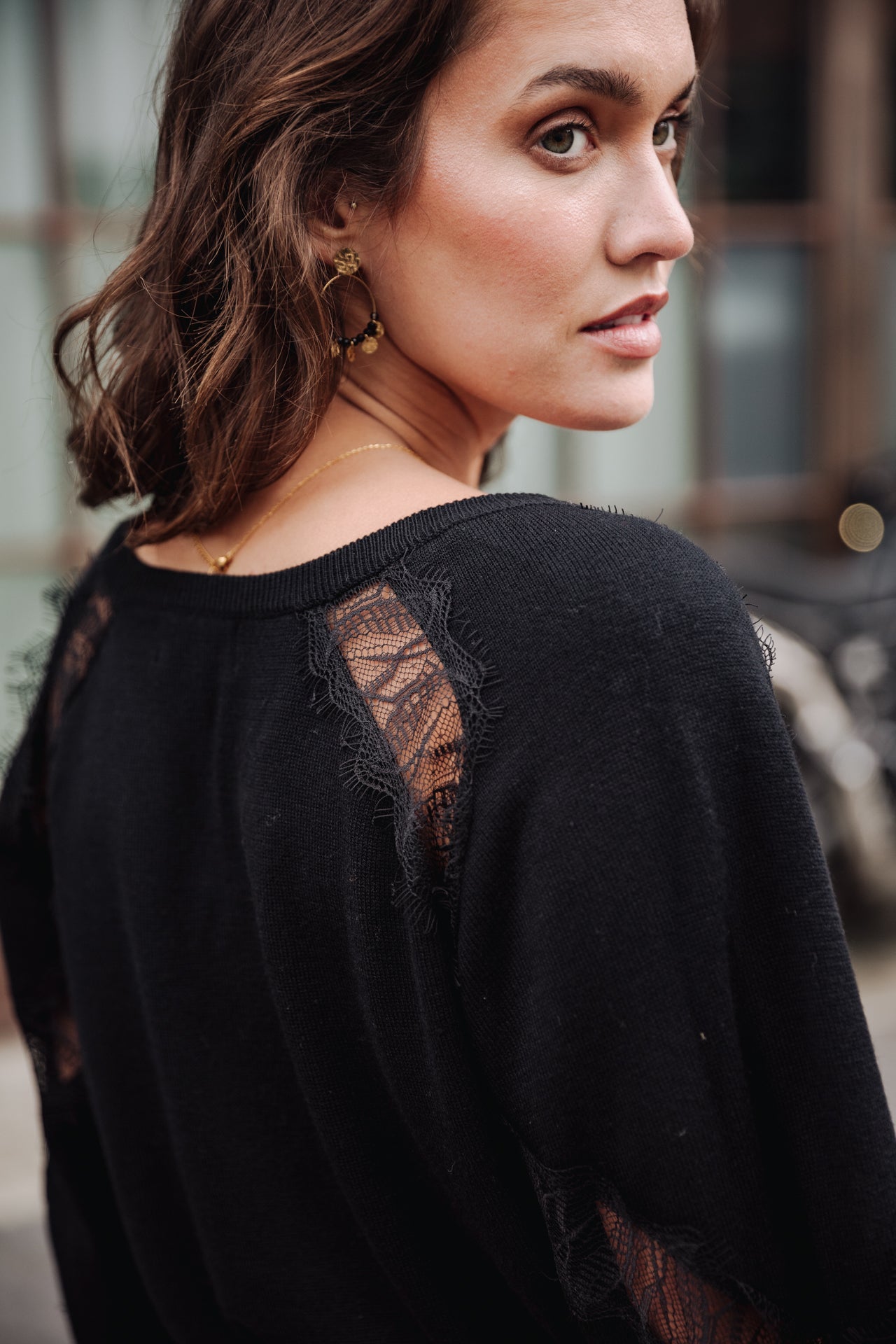 Pull manches longues Femme Polka Lace black | Freeman T. Porter
