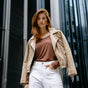 Leder-Perfecto Damen Kristen Daim dirty beige | Freeman T. Porter