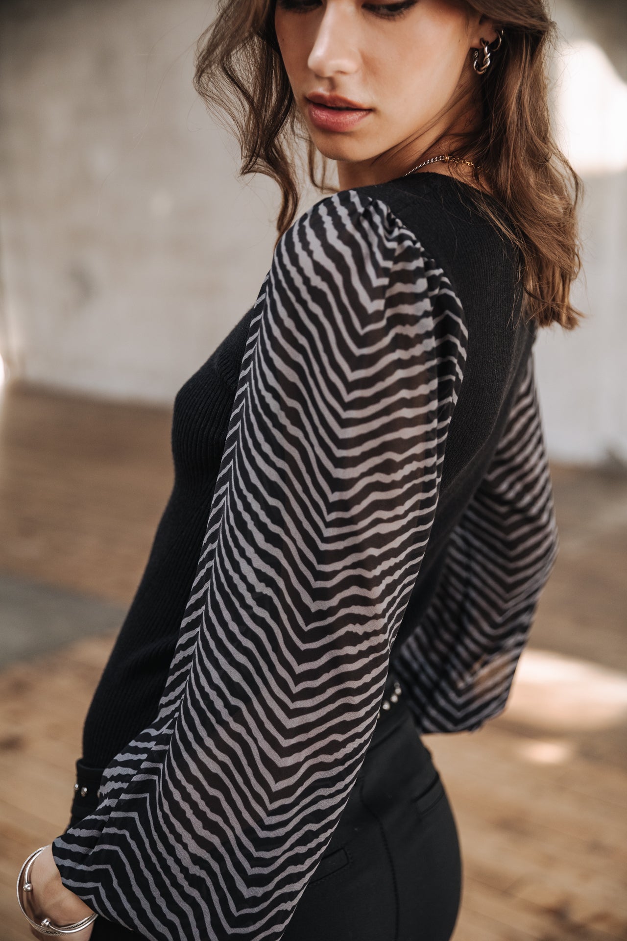 Pull col V Femme Praelle Equino grey | Freeman T. Porter