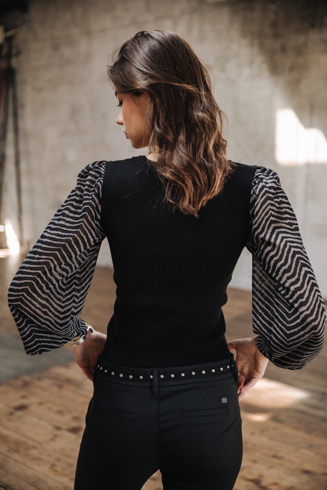 Pull col V Femme Praelle Equino grey | Freeman T. Porter
