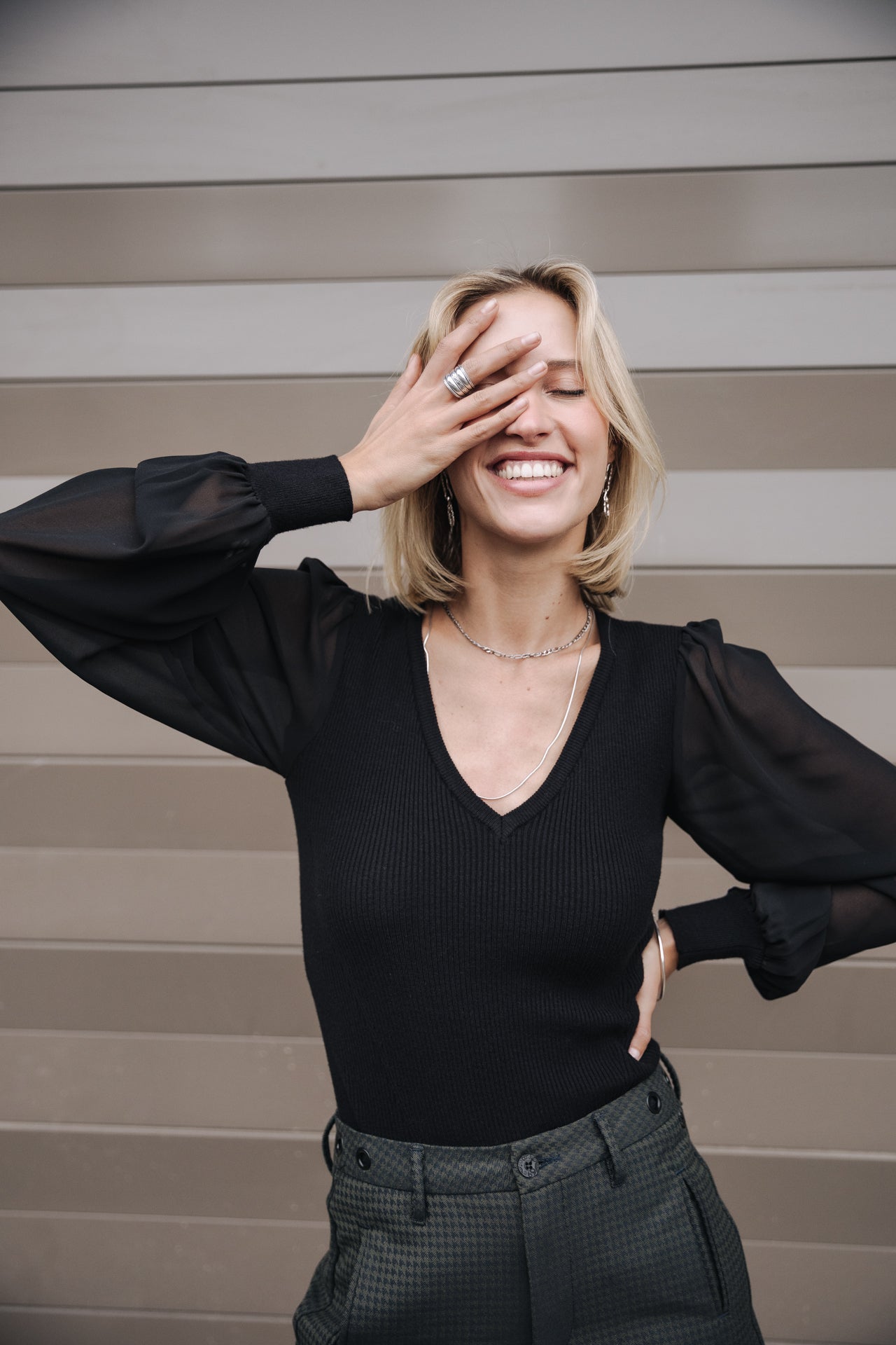 Pull col V Femme Praelle Plain black | Freeman T. Porter