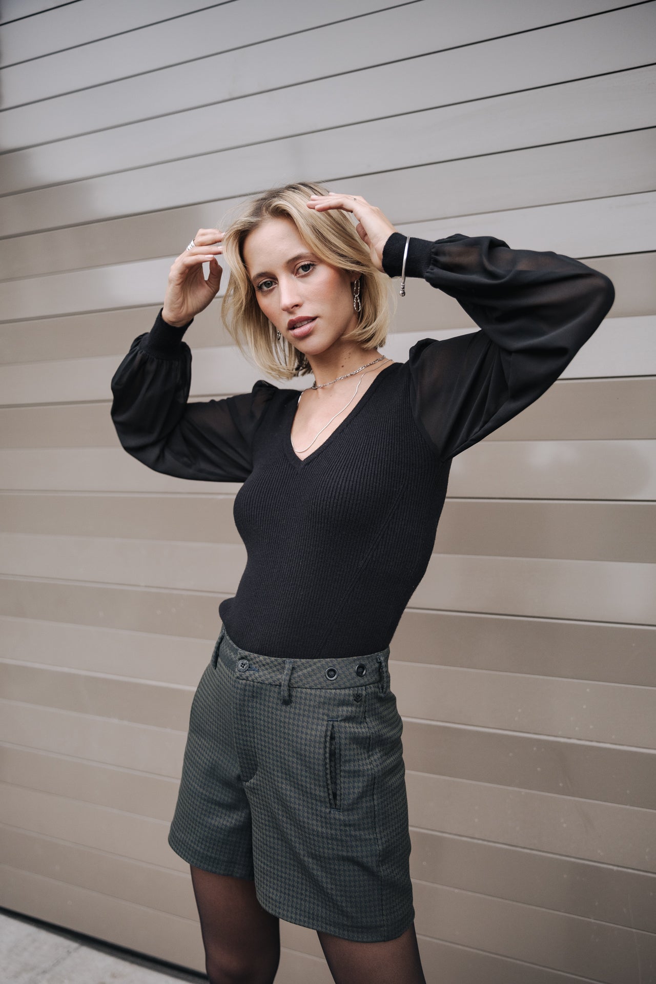 Pull col V Femme Praelle Plain black | Freeman T. Porter