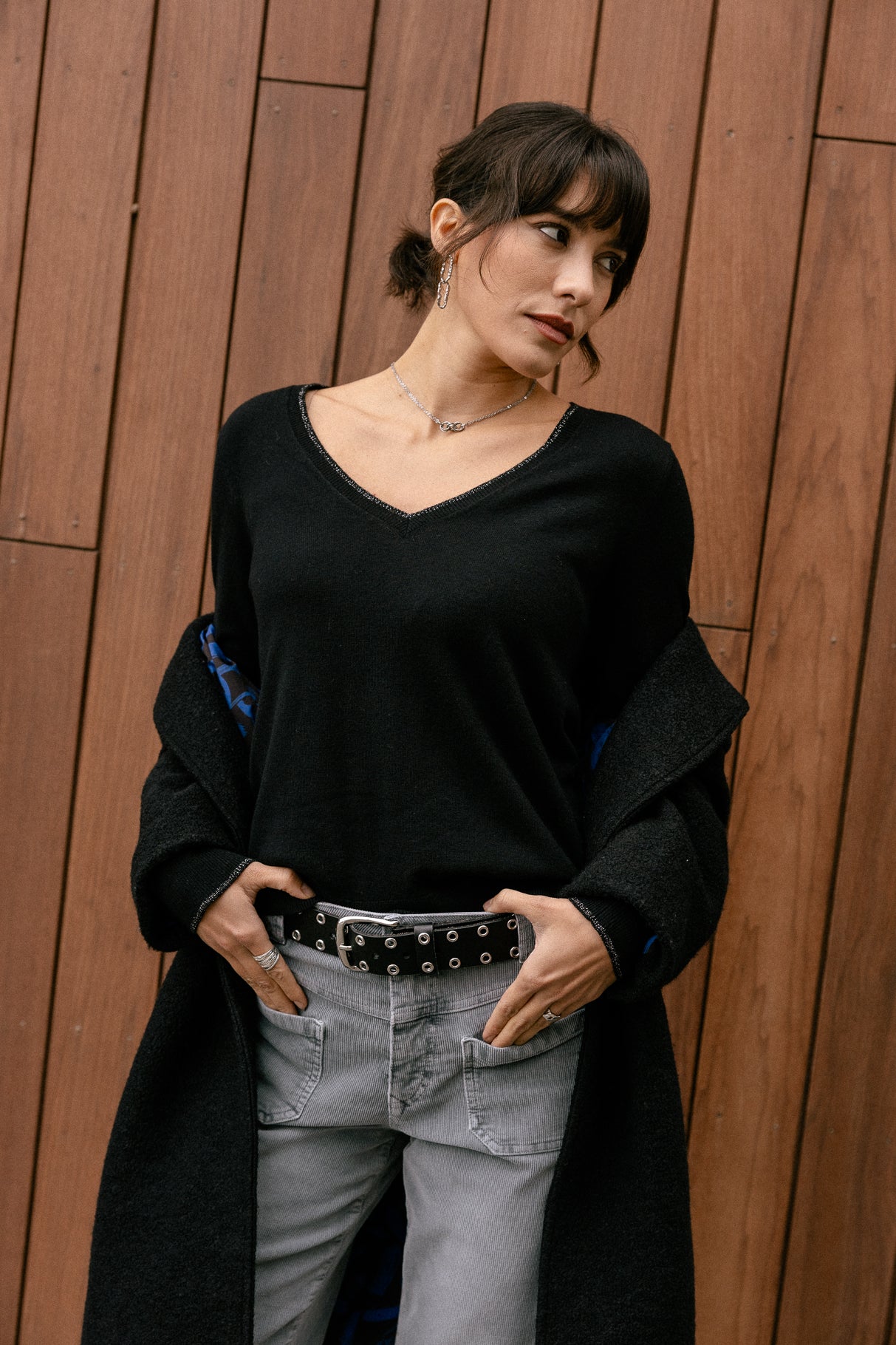 Pull brodé épaule Femme Preem black | Freeman T. Porter