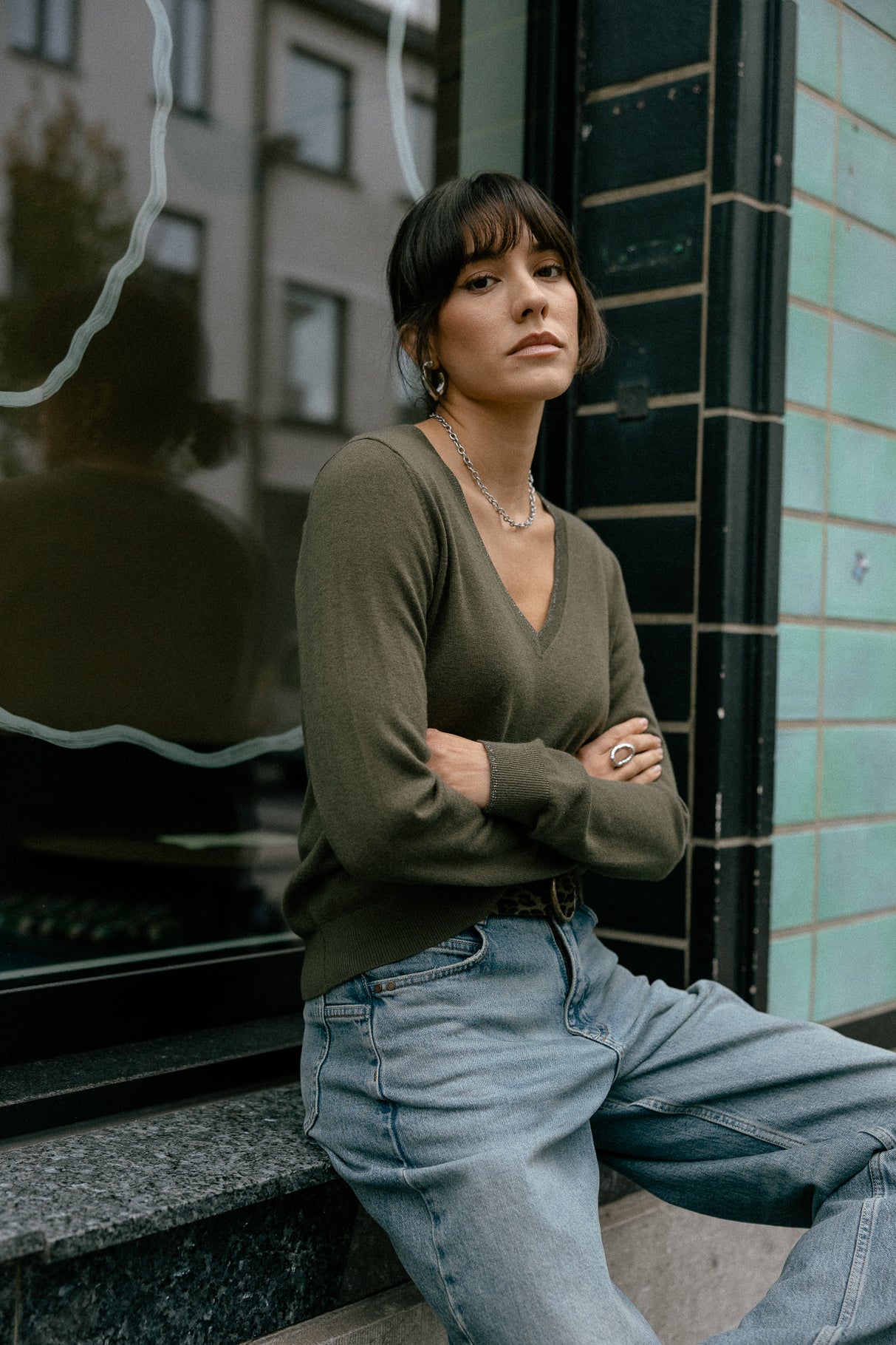 Shooting shoulder sweater Woman Preem grape leaf | Freeman T. Porter