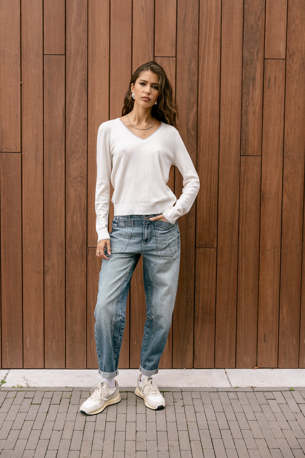 Pull brodé épaule Femme Preem ecru | Freeman T. Porter