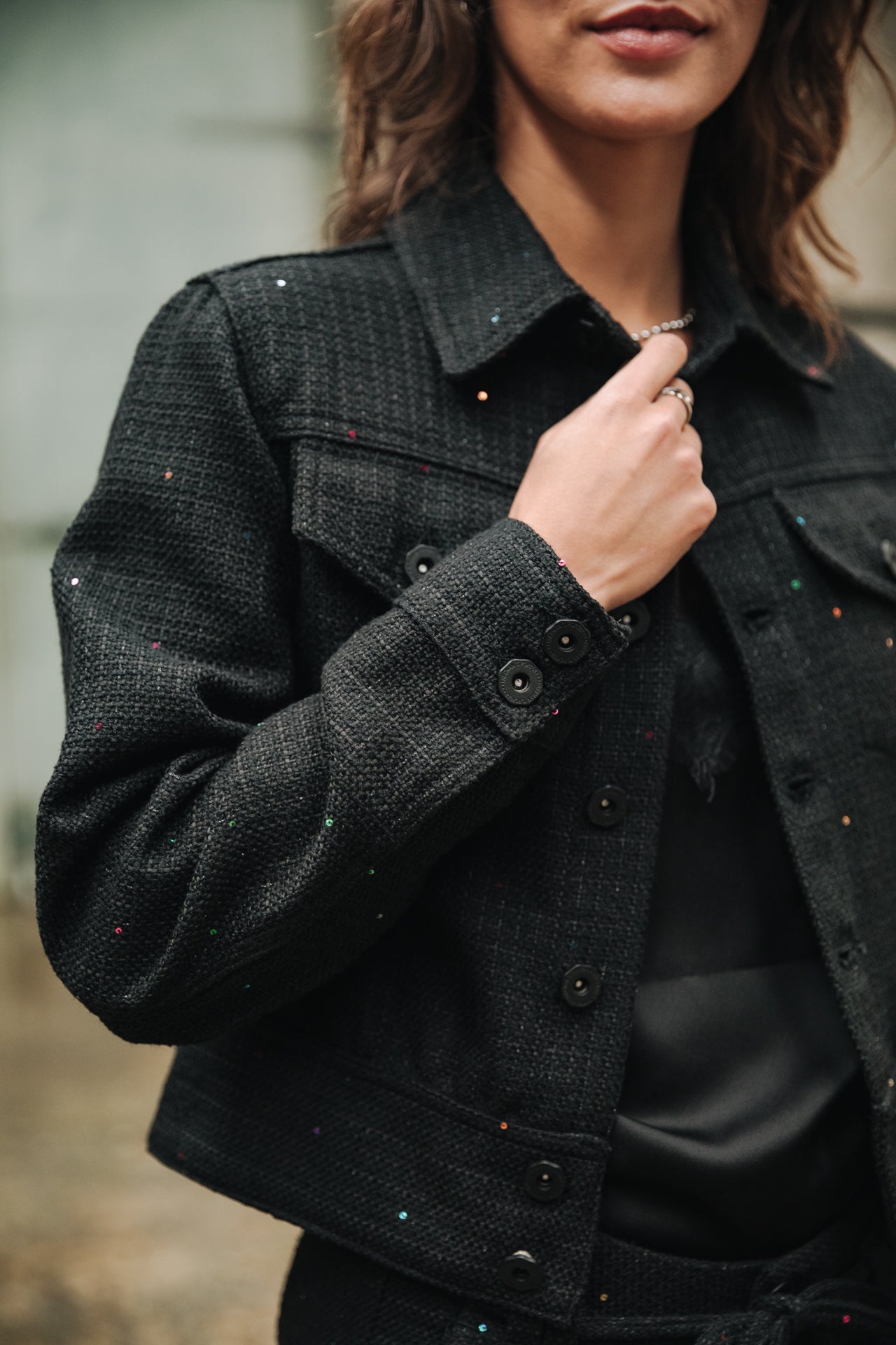 Veste en jean Femme Olena Tweedy black | Freeman T. Porter