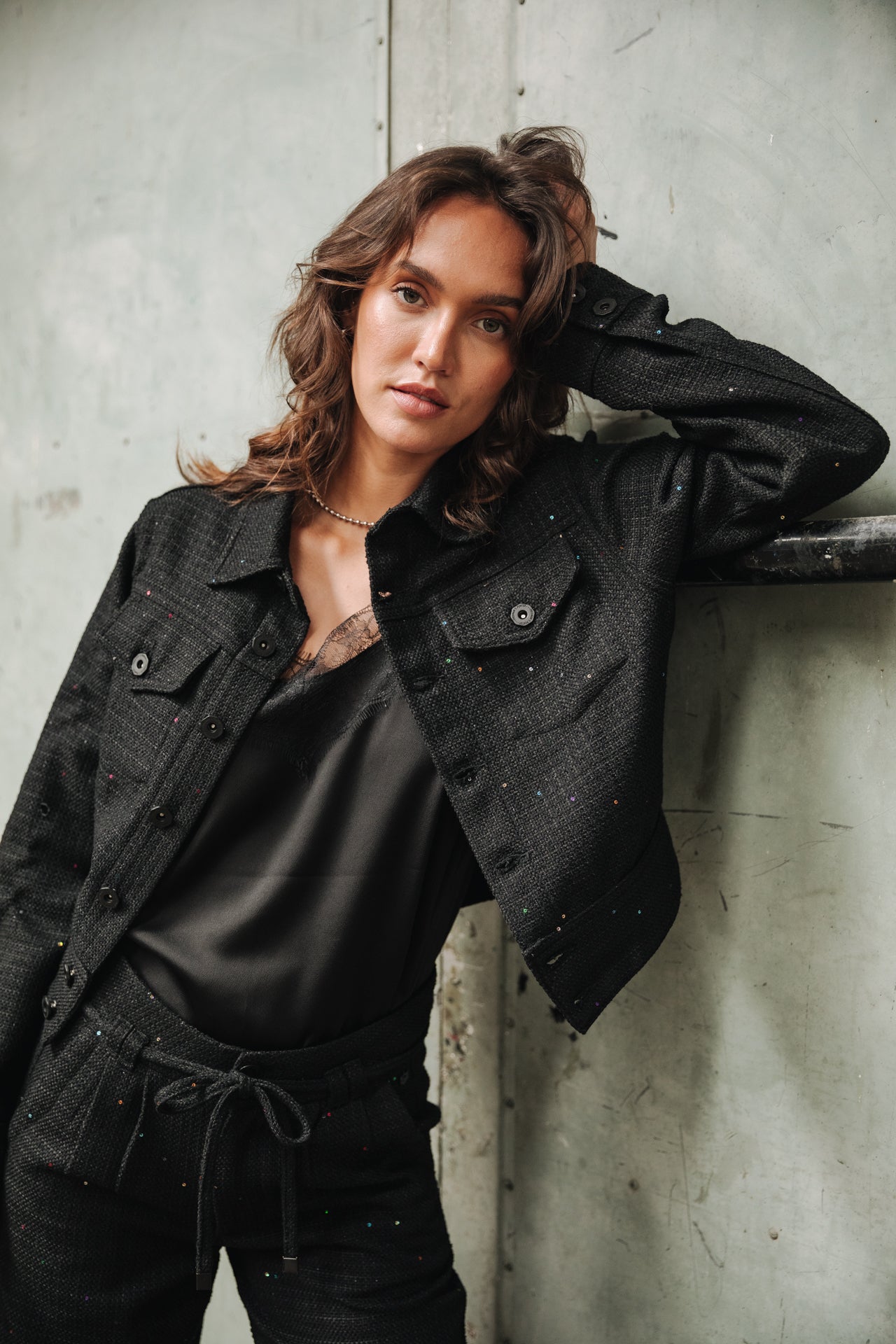 Veste en jean Femme Olena Tweedy black | Freeman T. Porter