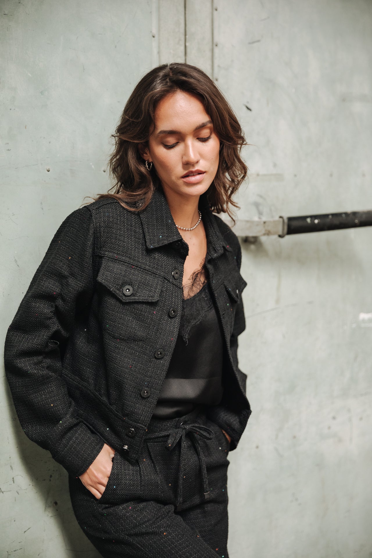 Veste en jean Femme Olena Tweedy black | Freeman T. Porter