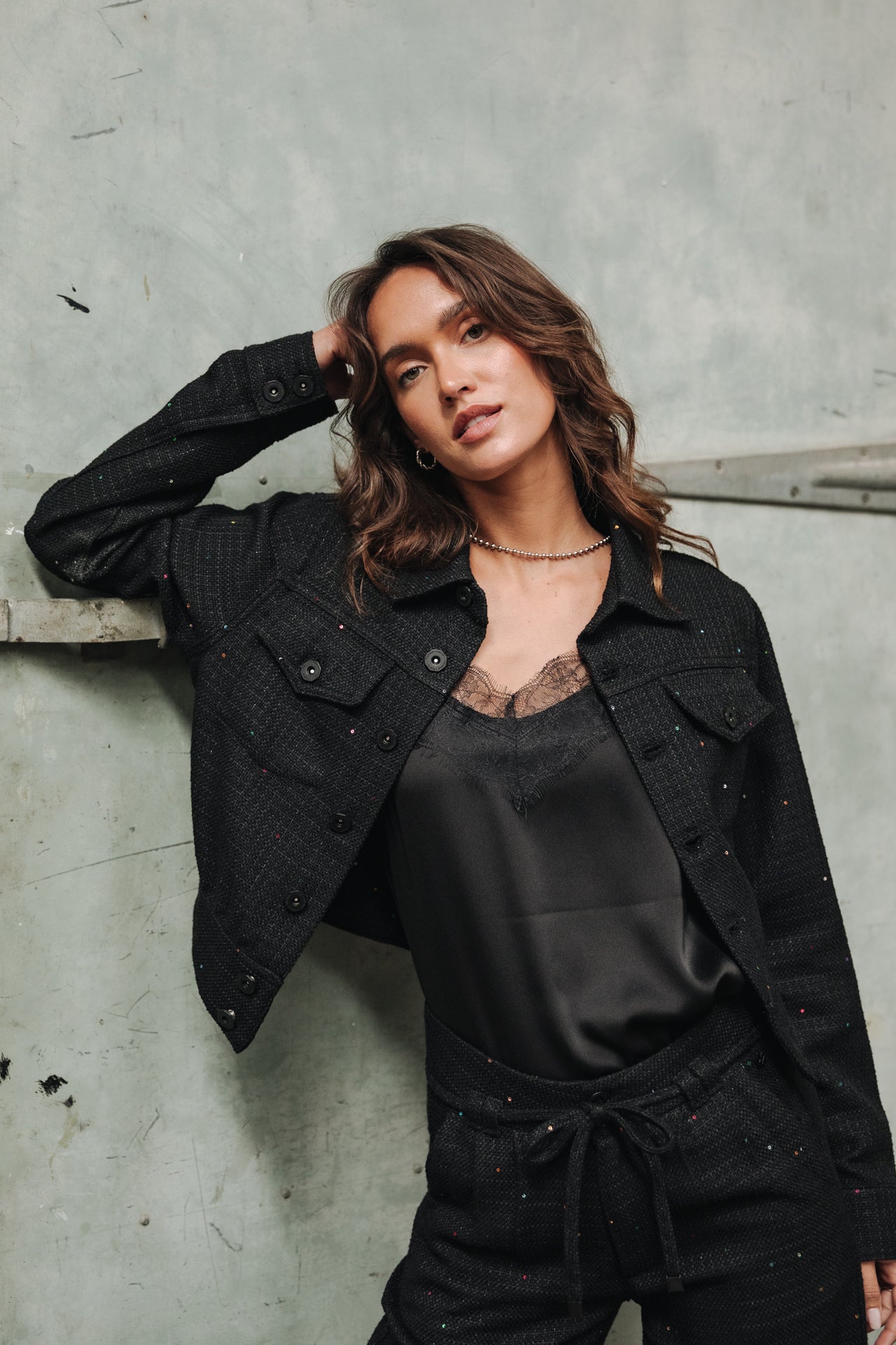 Veste en jean Femme Olena Tweedy black | Freeman T. Porter