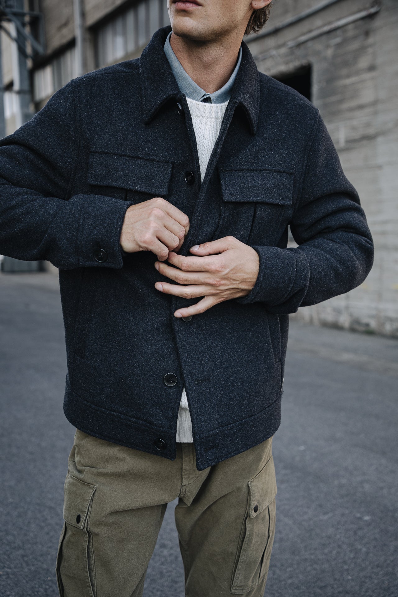 Veste en drap de laine Men Izak Woolen anthra | Freeman T. Porter