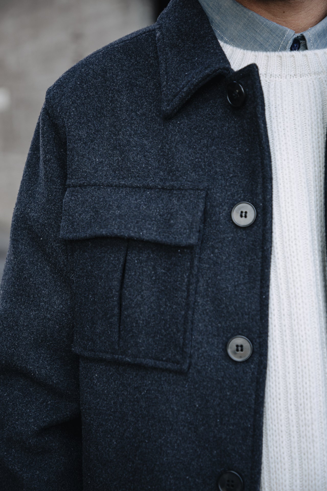 Veste en drap de laine Men Izak Woolen anthra | Freeman T. Porter
