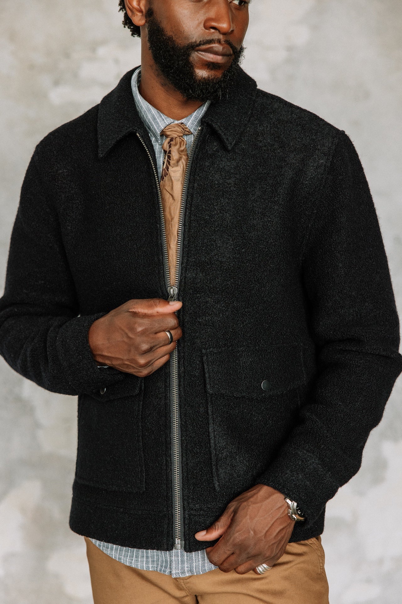 Veste en drap de laine Hombres Spencer Boiled total eclipse | Freeman T. Porter