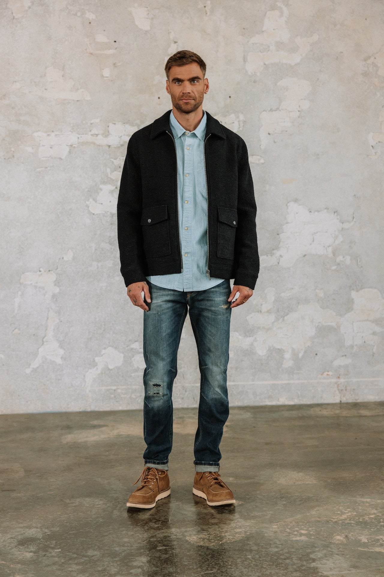 Veste en drap de laine Hombres Spencer Boiled total eclipse | Freeman T. Porter