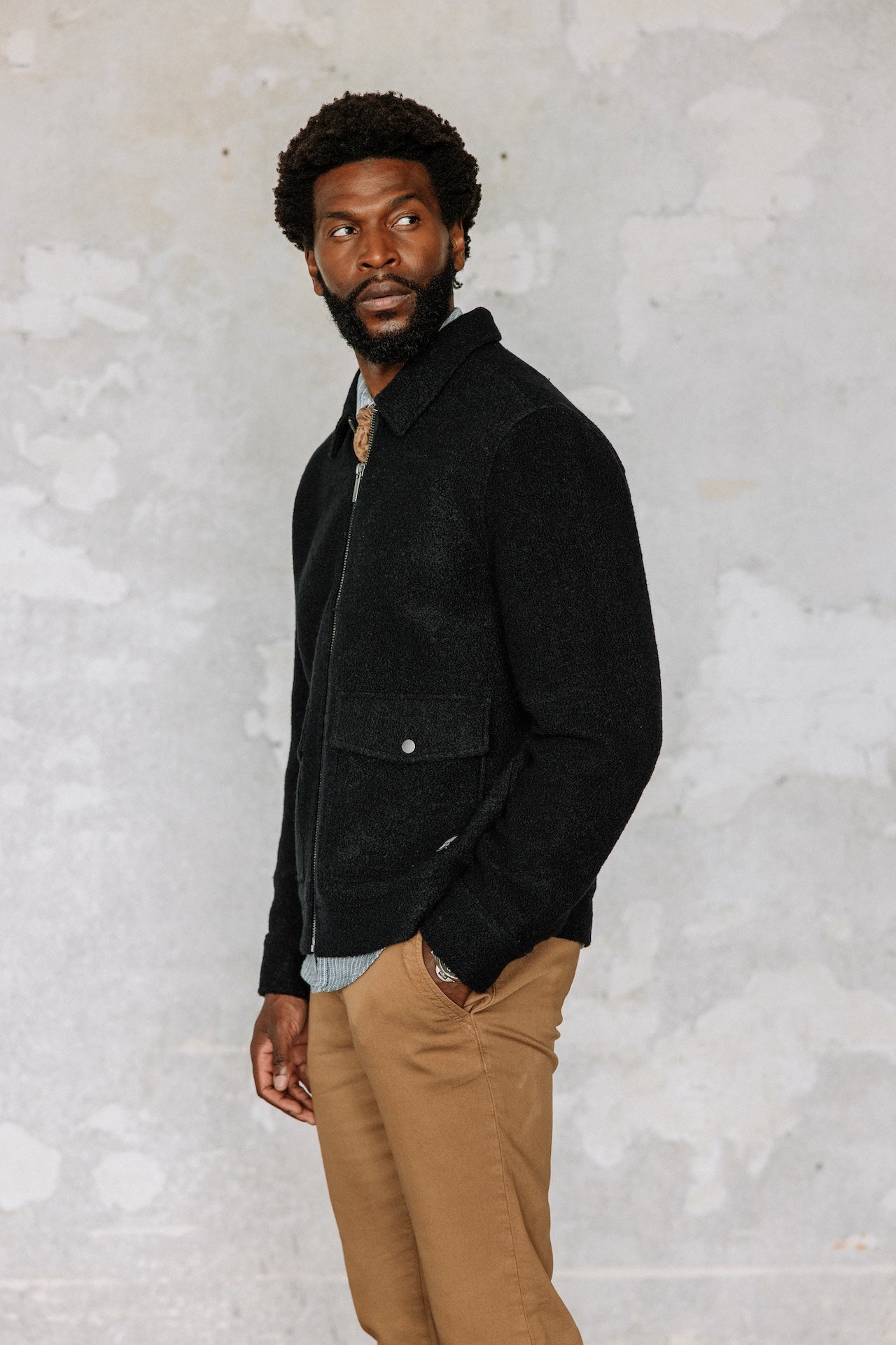 Veste en drap de laine Hombres Spencer Boiled total eclipse | Freeman T. Porter