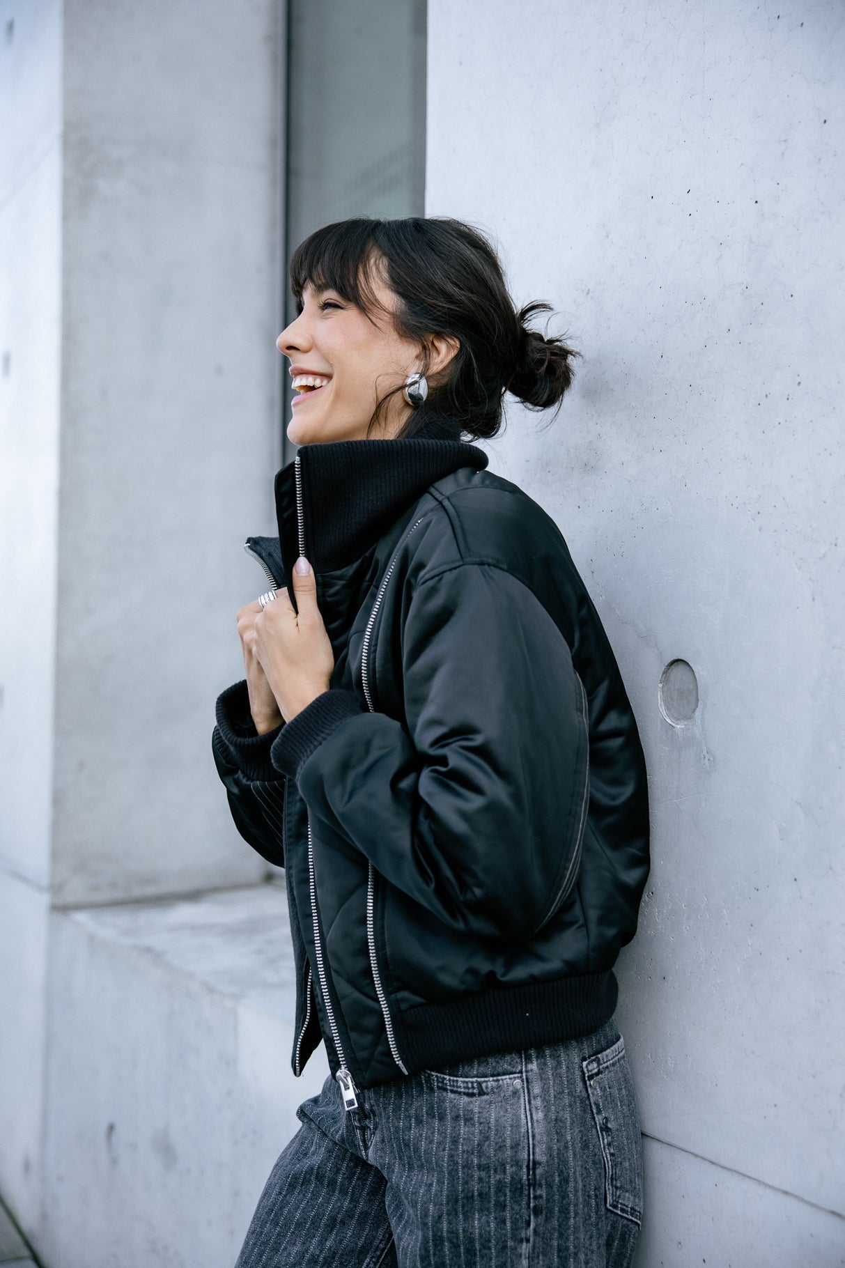 Bomber bi-matière Femme Audalie black | Freeman T. Porter