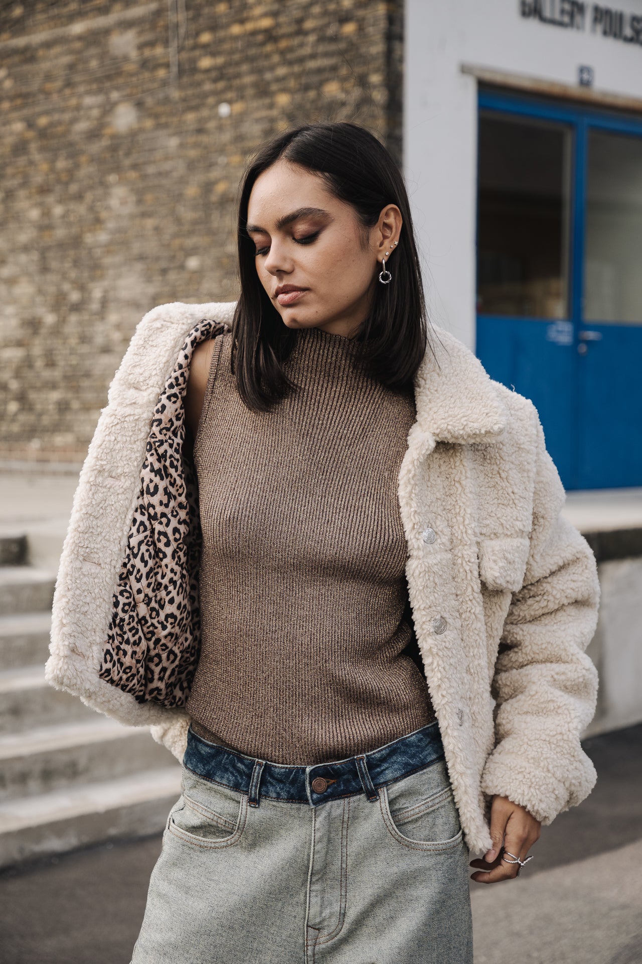 Veste en jean Femme Merine Fur ecru | Freeman T. Porter
