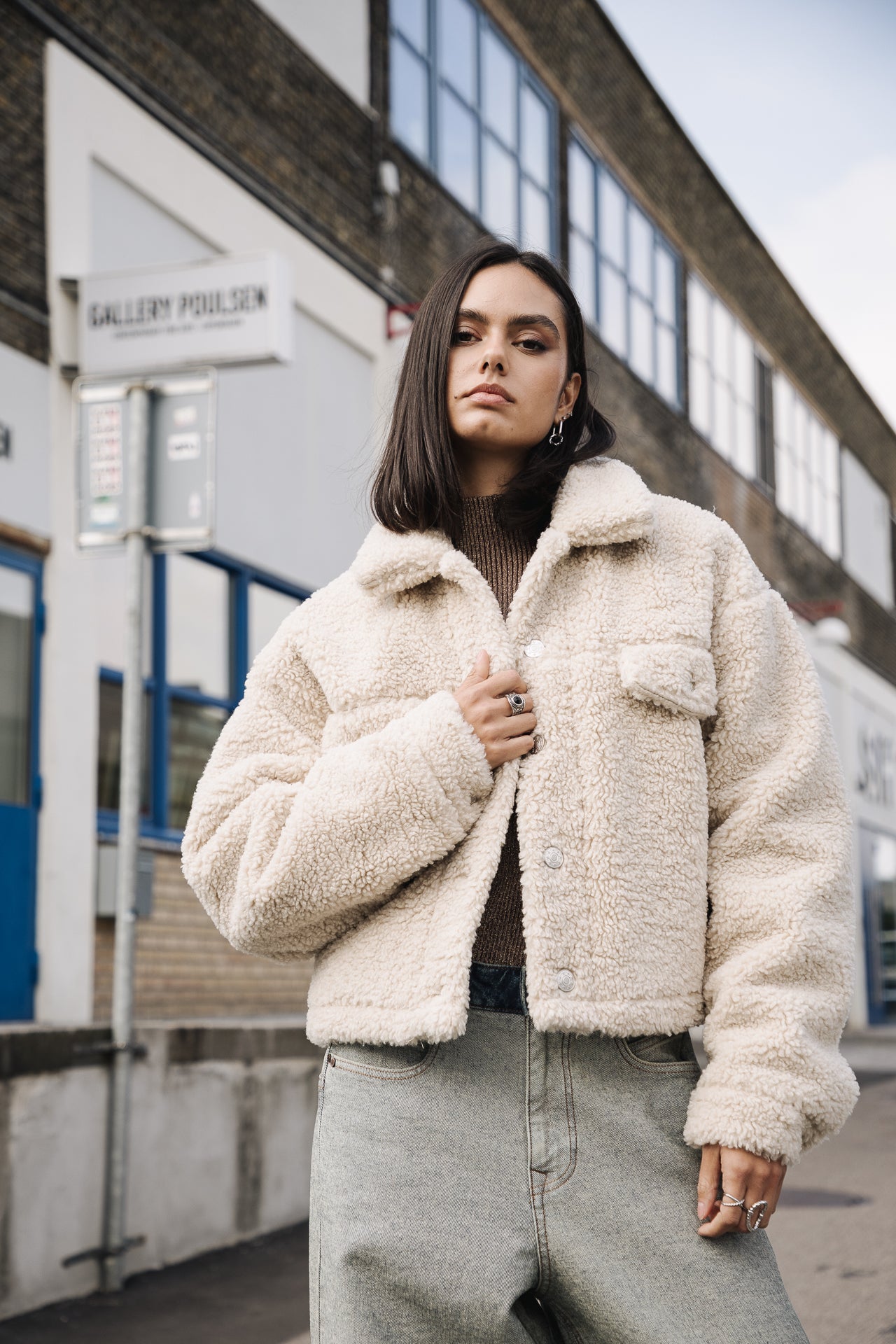 Veste en jean Femme Merine Fur ecru | Freeman T. Porter
