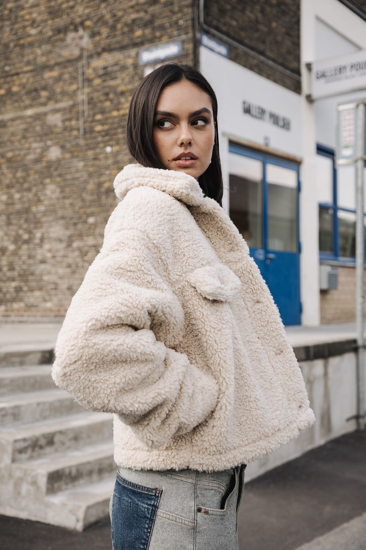 Veste en jean Femme Merine Fur ecru | Freeman T. Porter