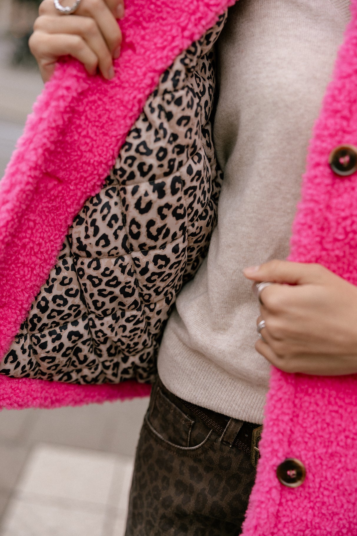 Veste sherpa Femme Vatika Fur pink fluo | Freeman T. Porter