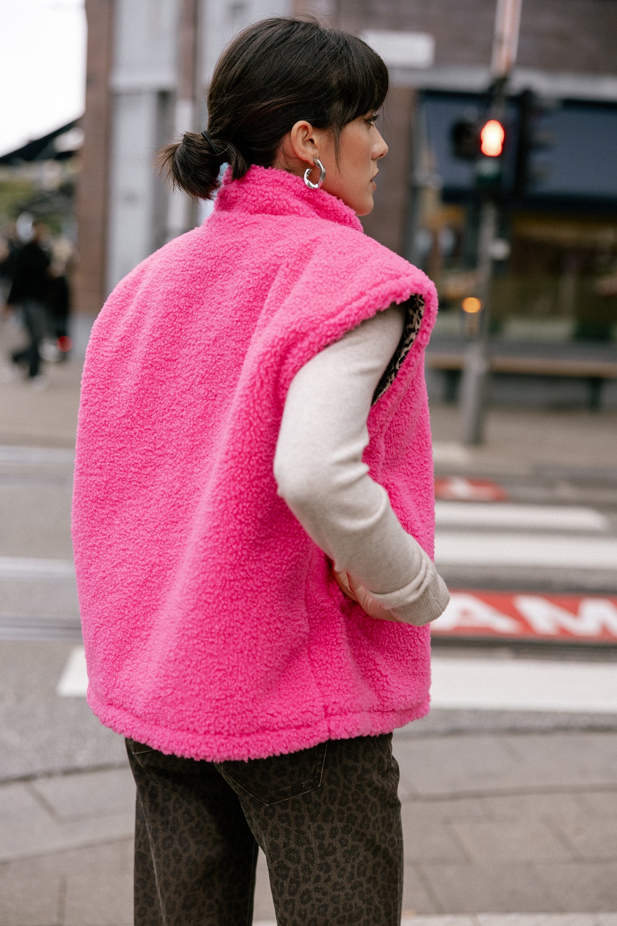Veste sherpa Femme Vatika Fur pink fluo | Freeman T. Porter