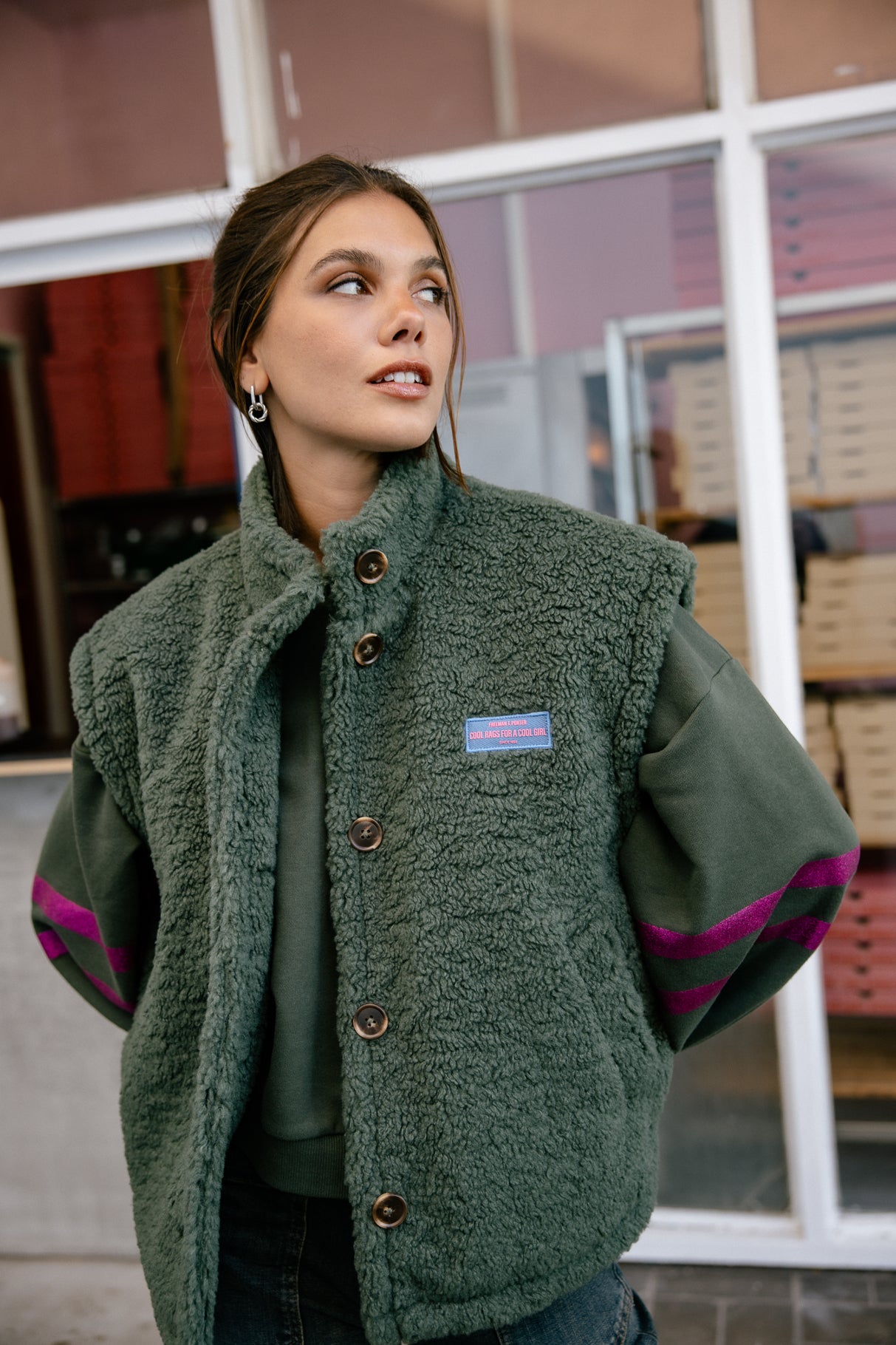 Veste sherpa Vatika Fur, jungle green Freeman Porter