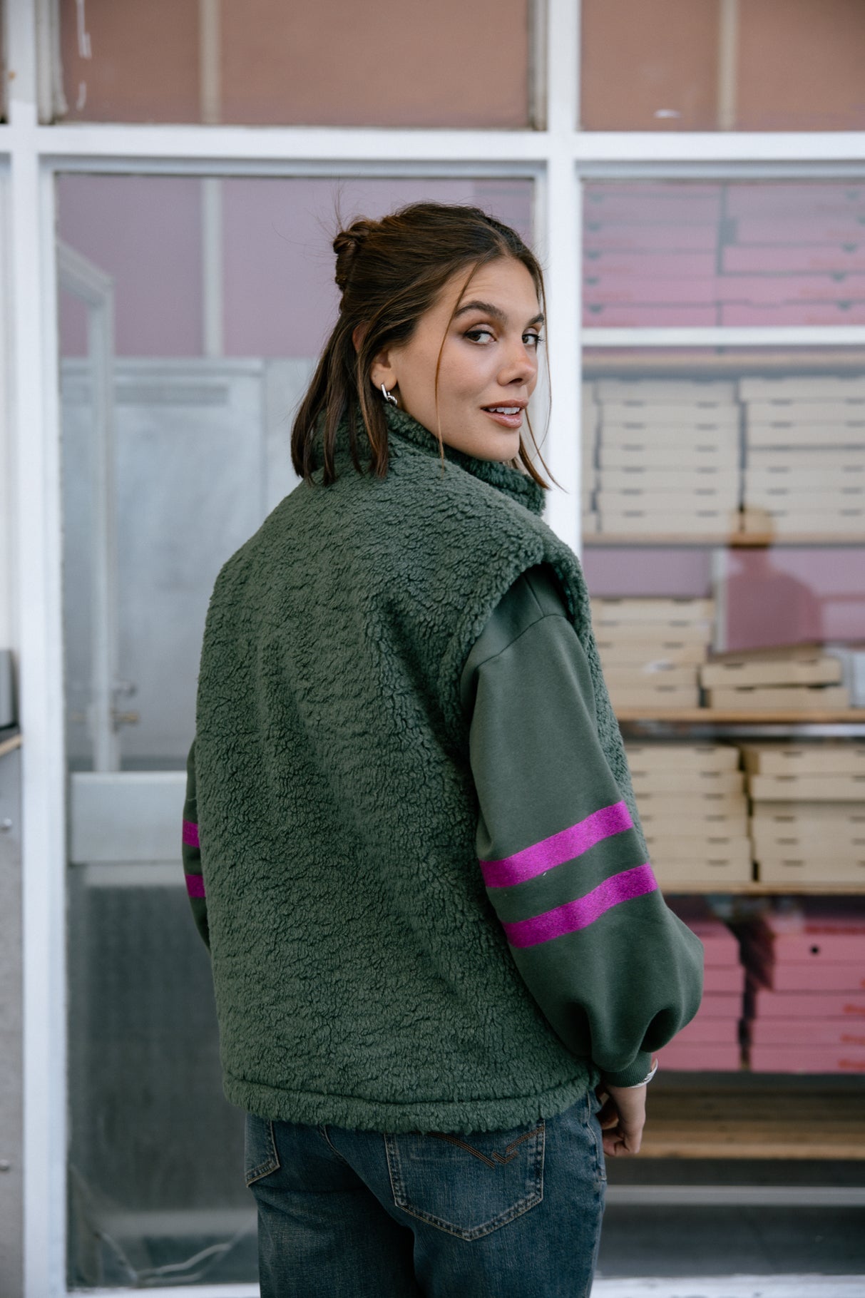 Veste sherpa Femme Vatika Fur jungle green | Freeman T. Porter