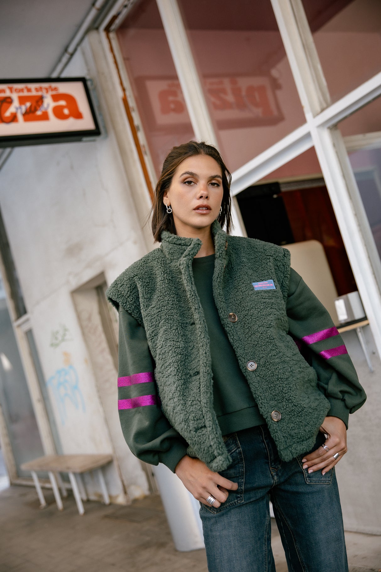 Veste sherpa Femme Vatika Fur jungle green | Freeman T. Porter