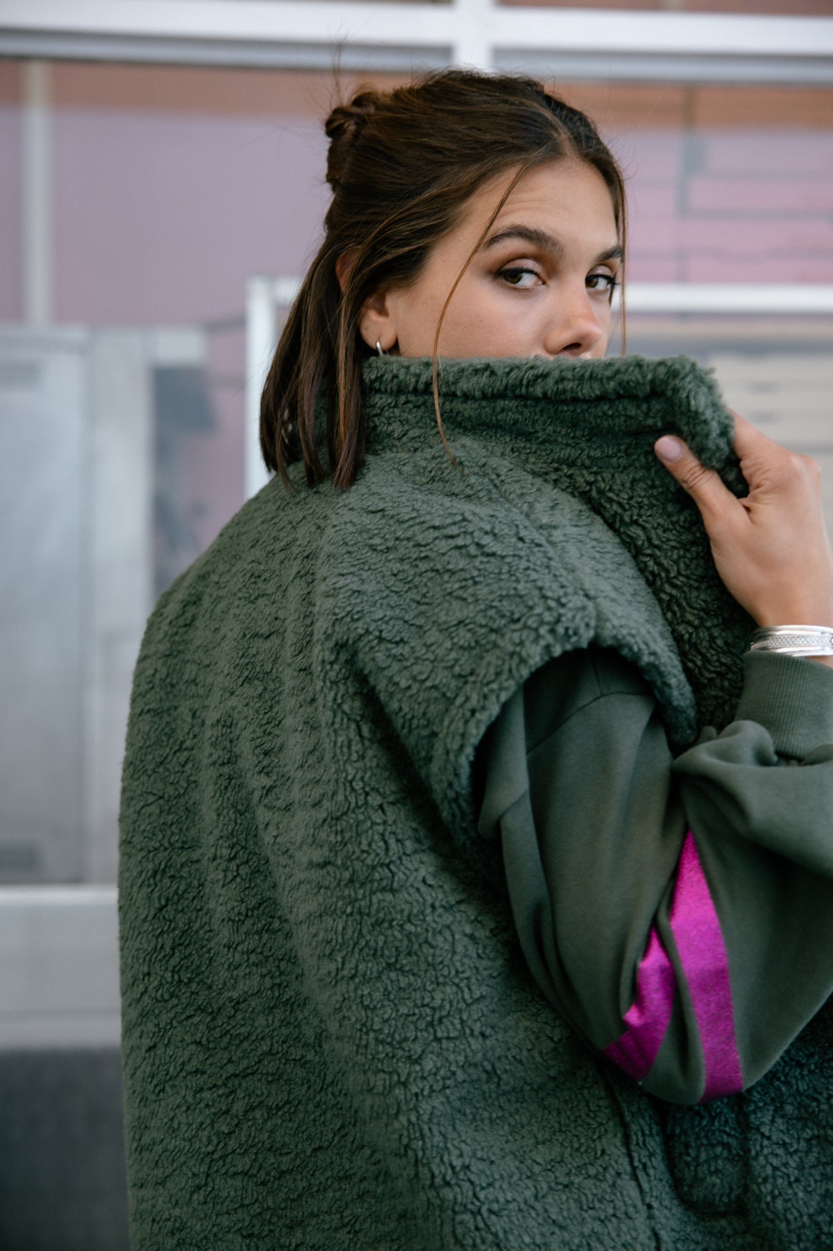 Veste sherpa Femme Vatika Fur jungle green | Freeman T. Porter