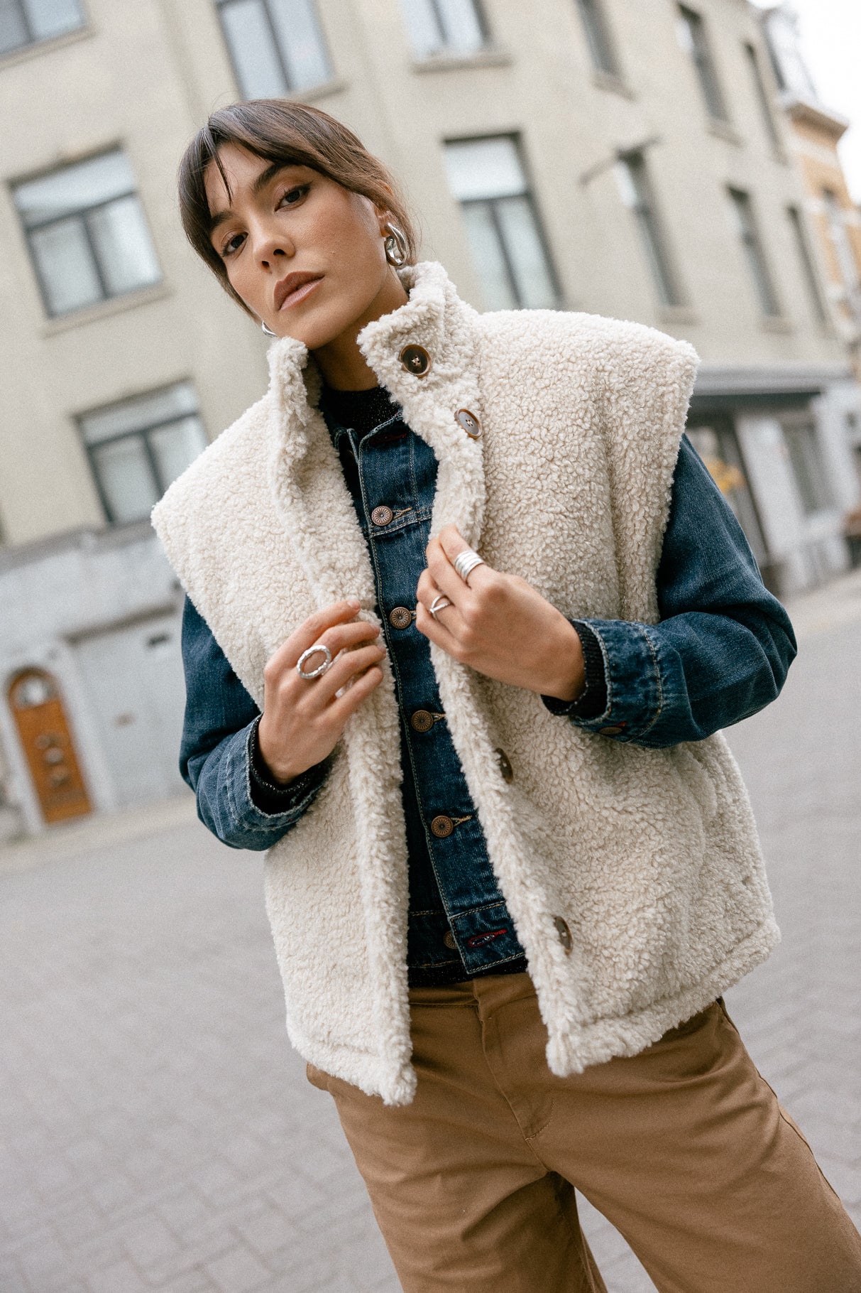 Chaqueta sherpa Mujer Vatika Fur ecru | Freeman T. Porter
