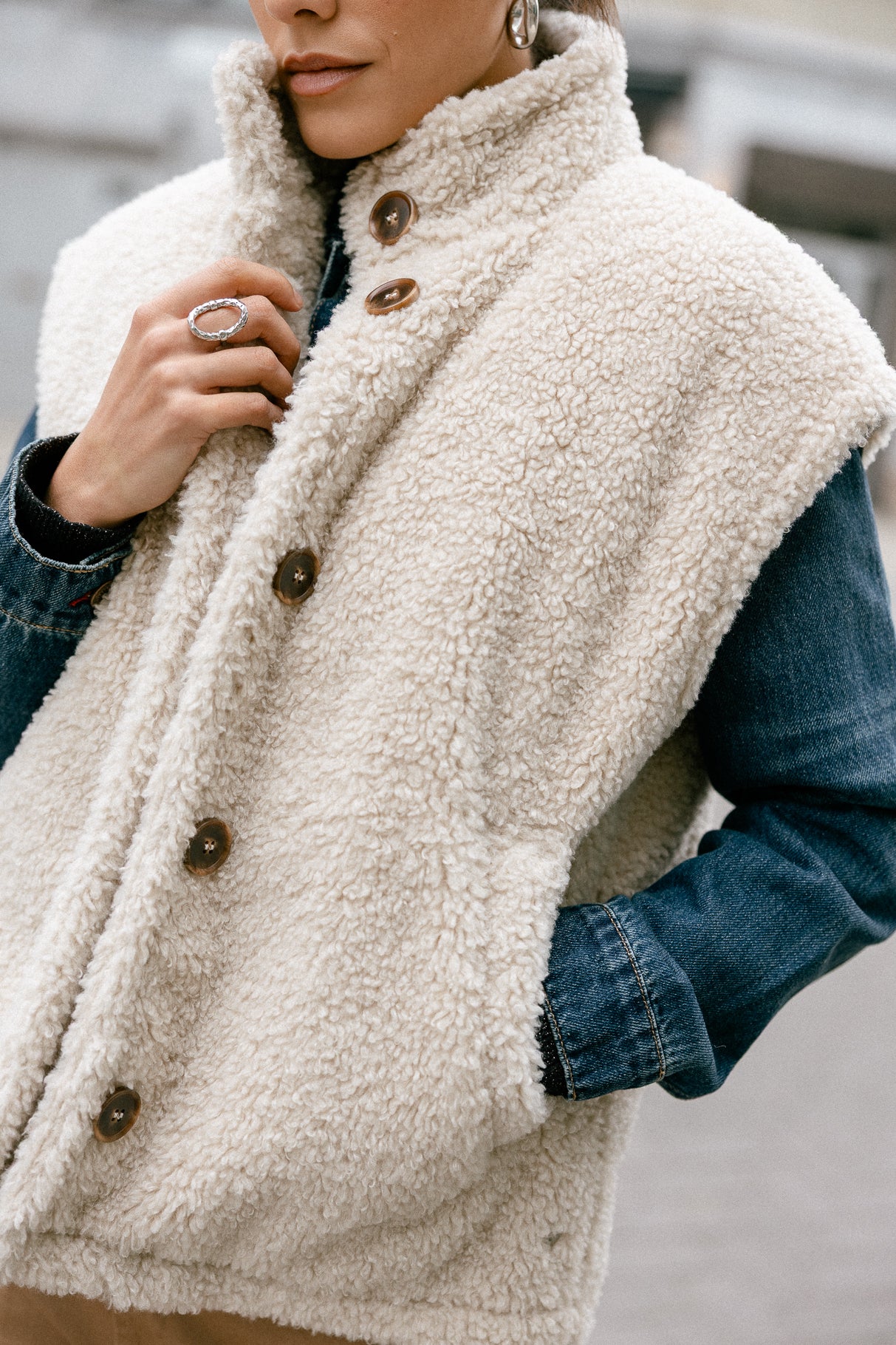 Chaqueta sherpa Mujer Vatika Fur ecru | Freeman T. Porter